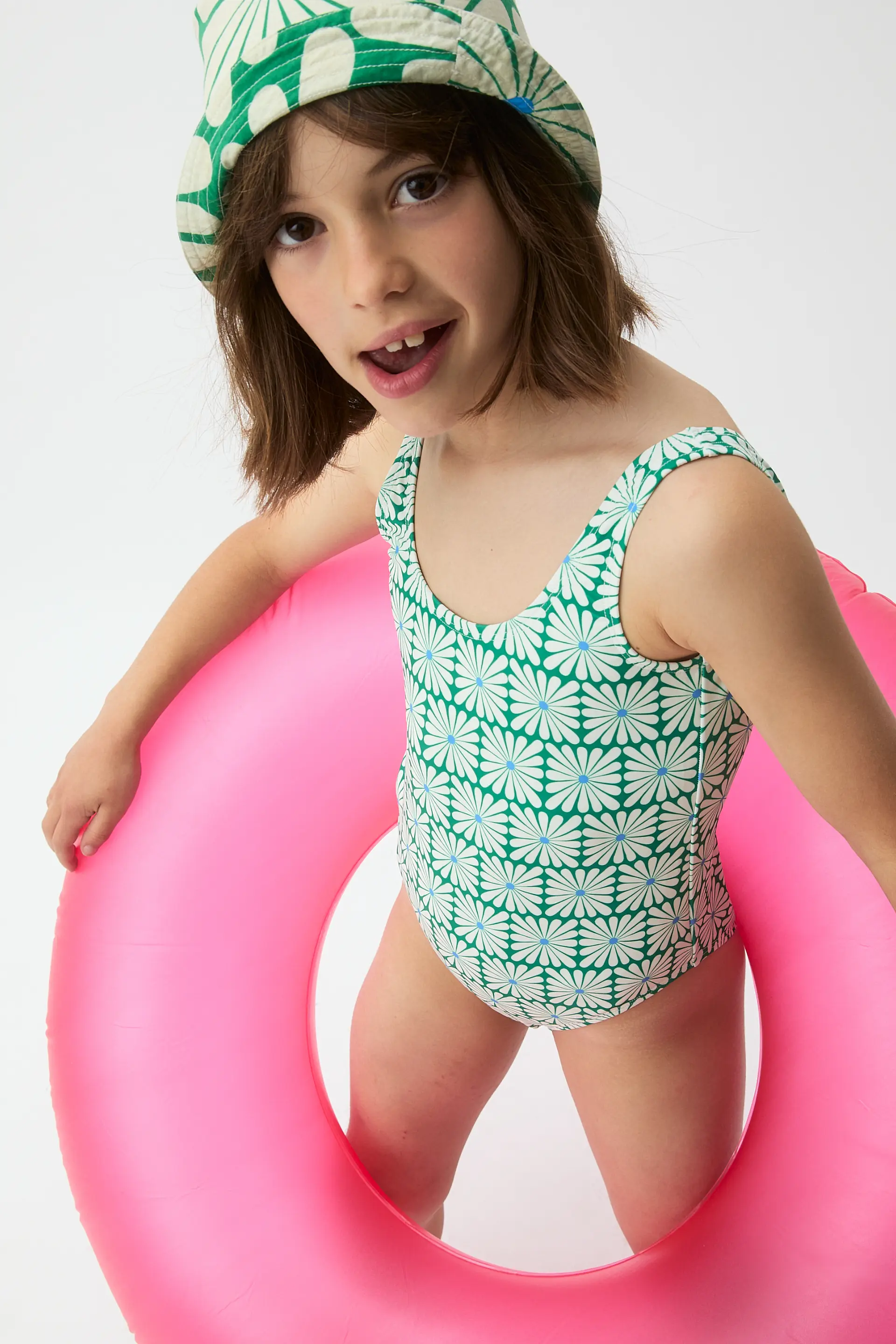 Bañador de niña con estampado Olive Flower Green - Image 4