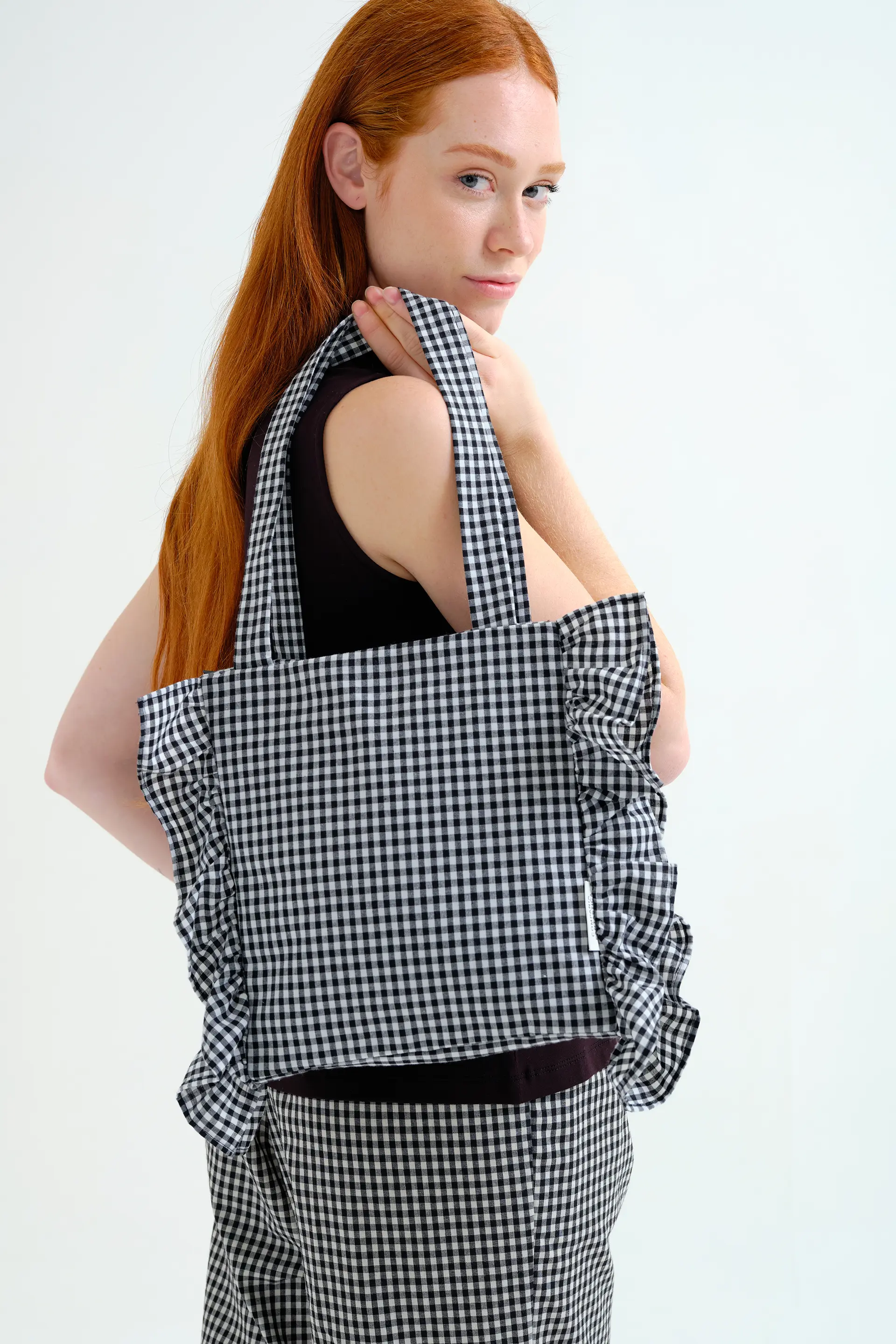 Bolso de cuadros vichy negro - Image 4