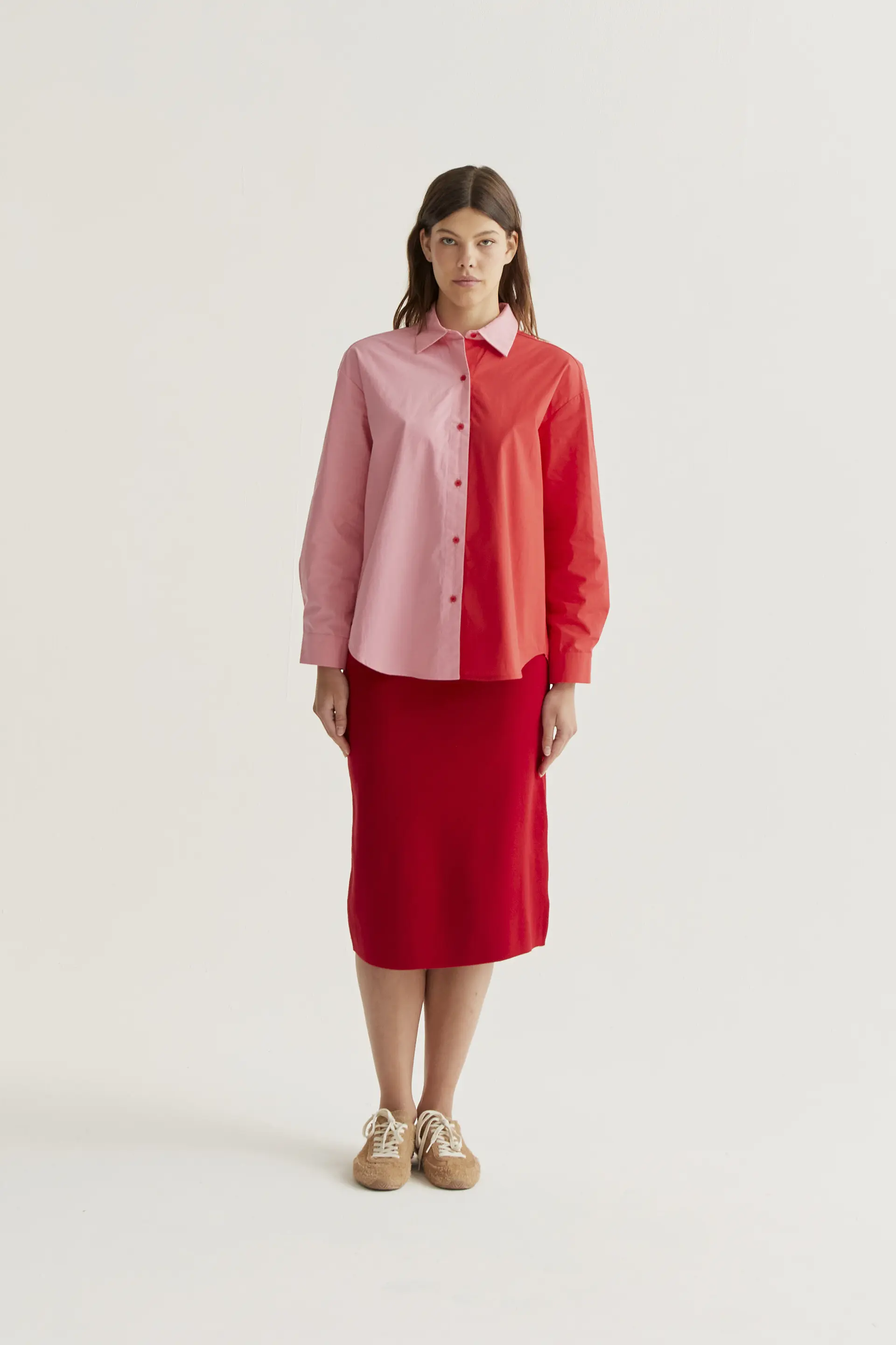 Camisa 100% algodón bicolor rosa y rojo - Image 5
