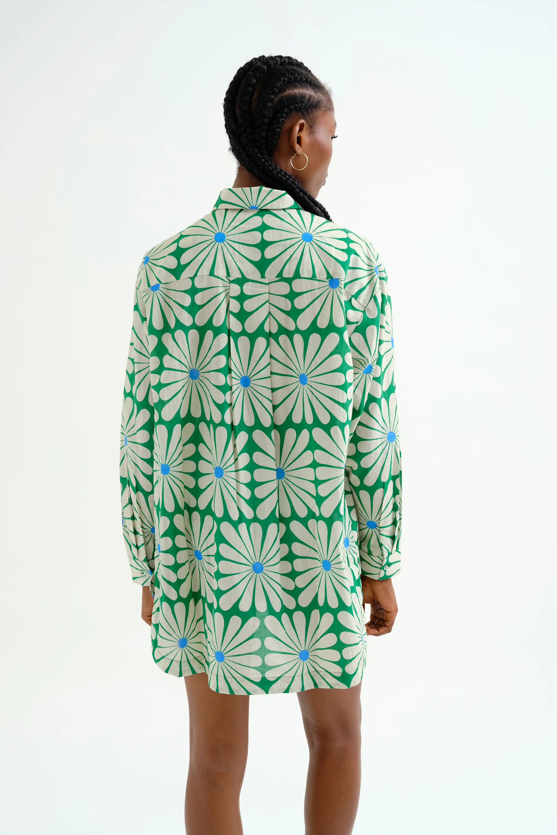 Camisa playera con estampado Olive Flower Green - Image 3