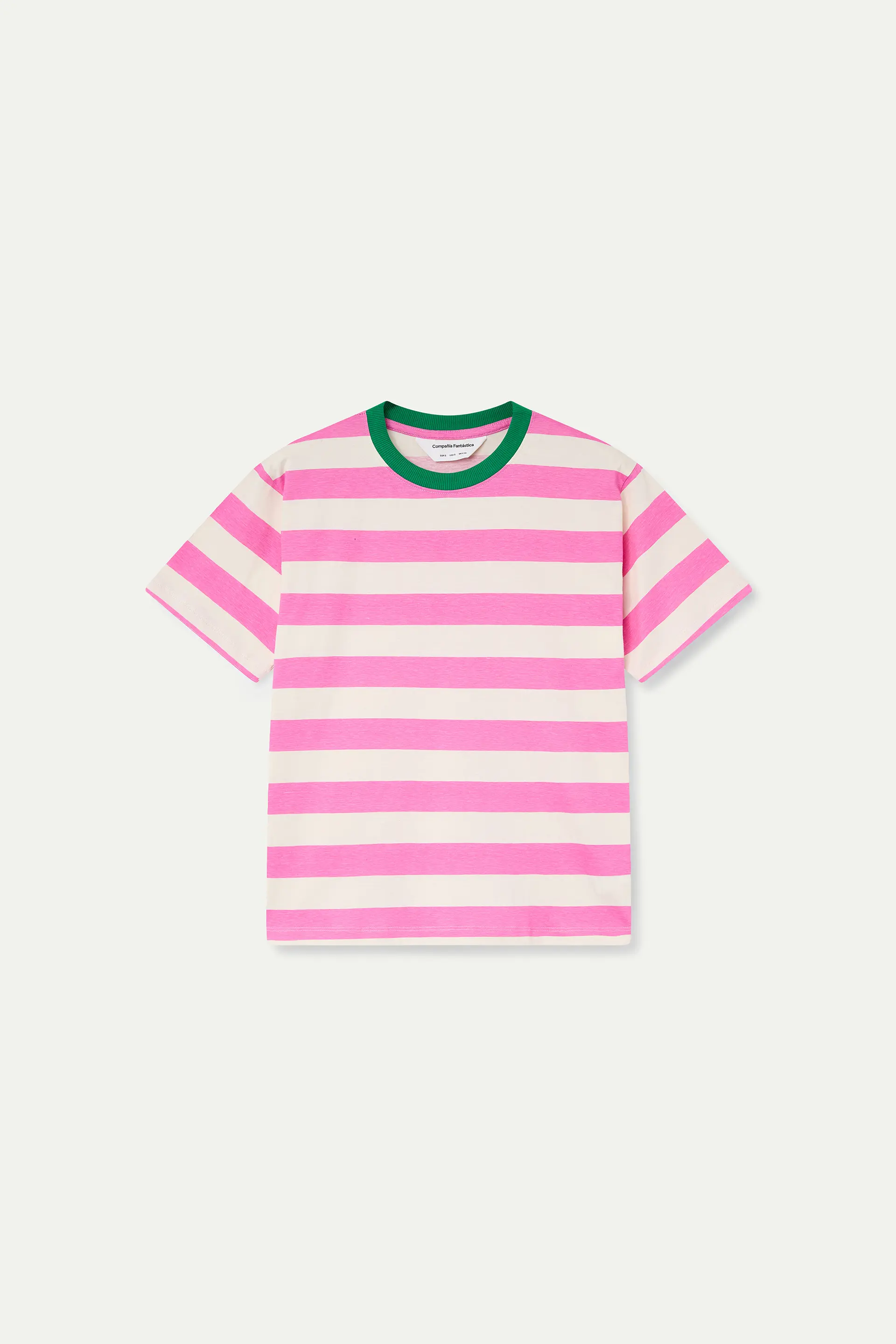 Camiseta con estampado de rayas rosa y blanco - Image 2