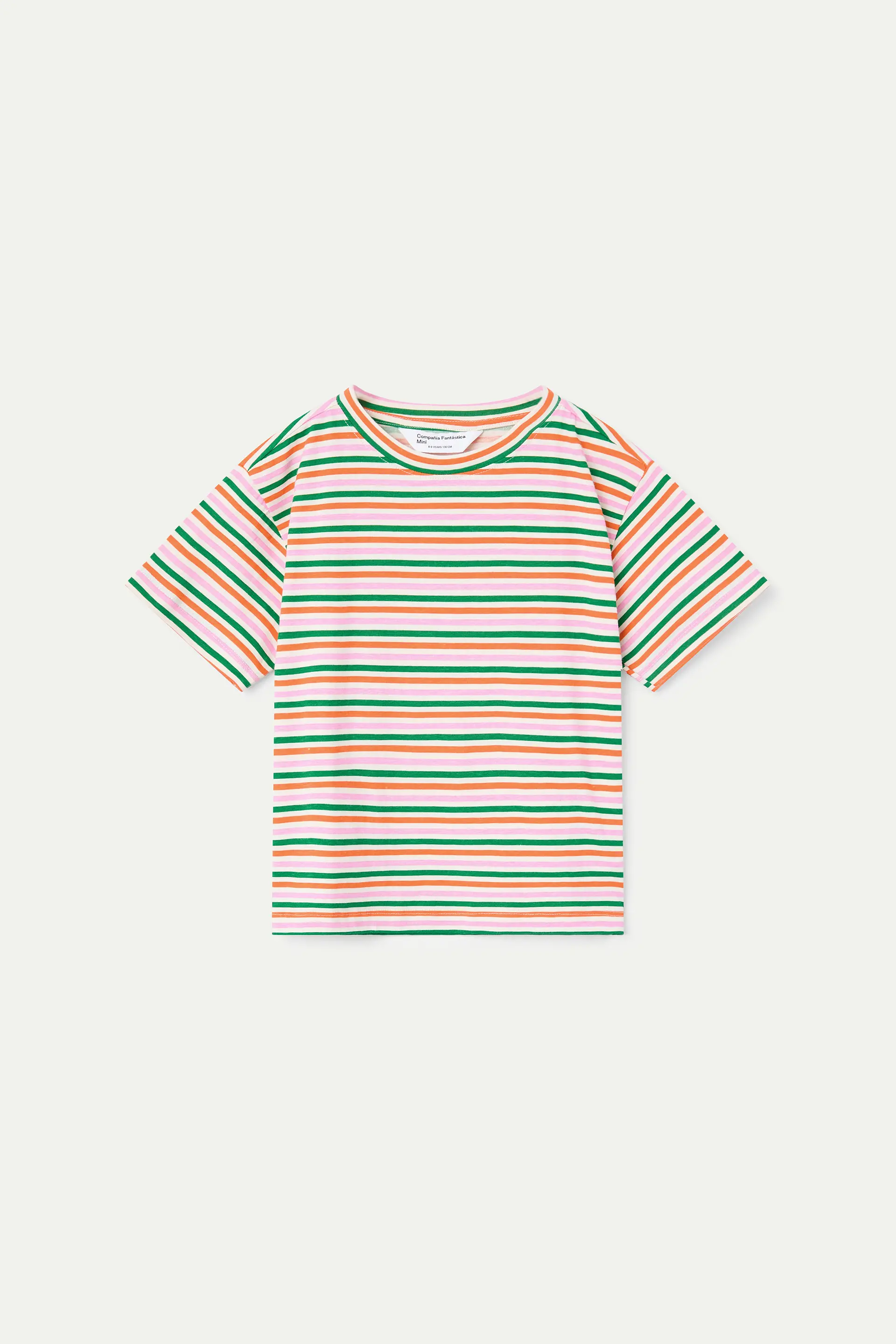 Camiseta de niña 100% algodón con estampado rayas especial multicolor - Image 2