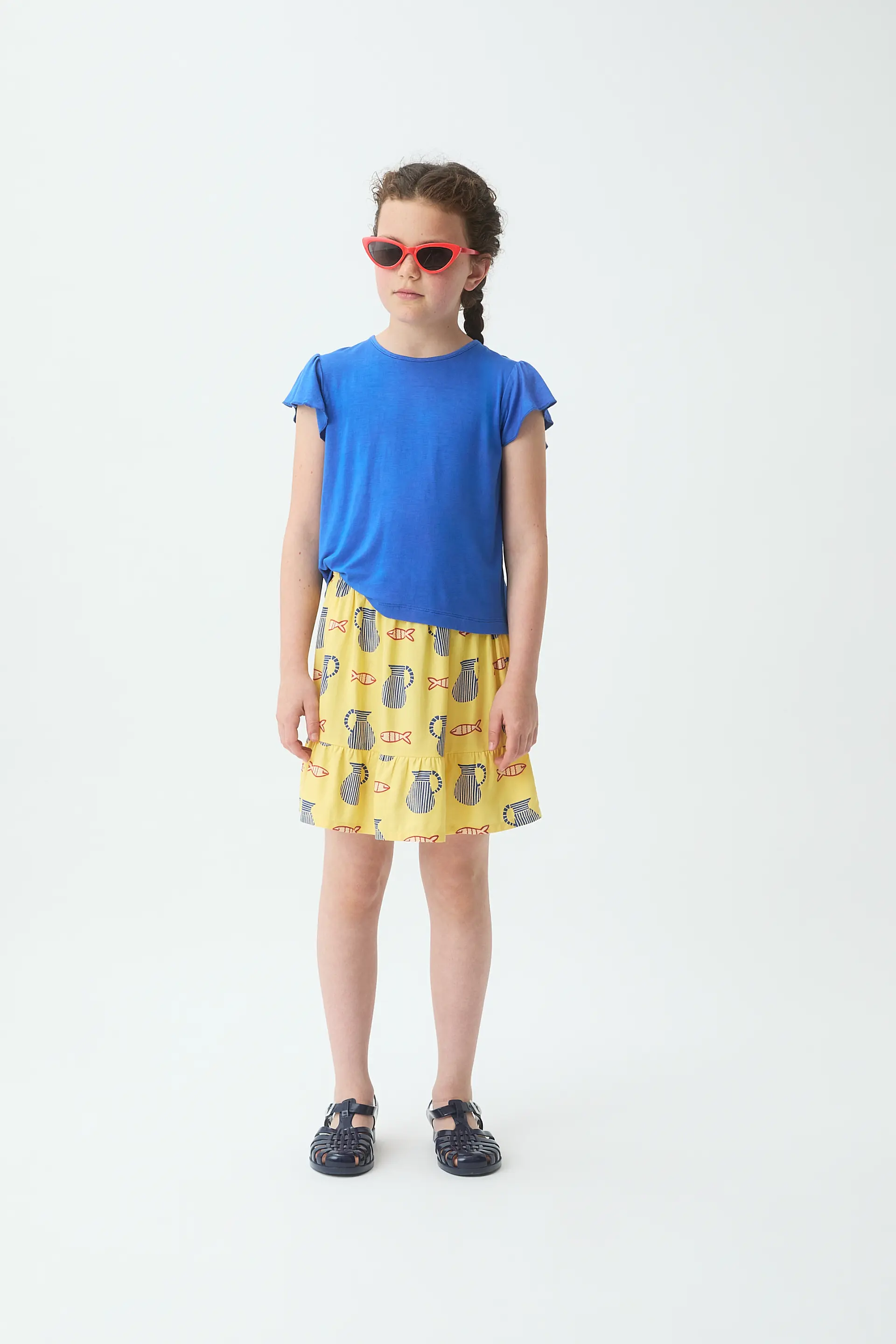 Camiseta de niña manga corta azul