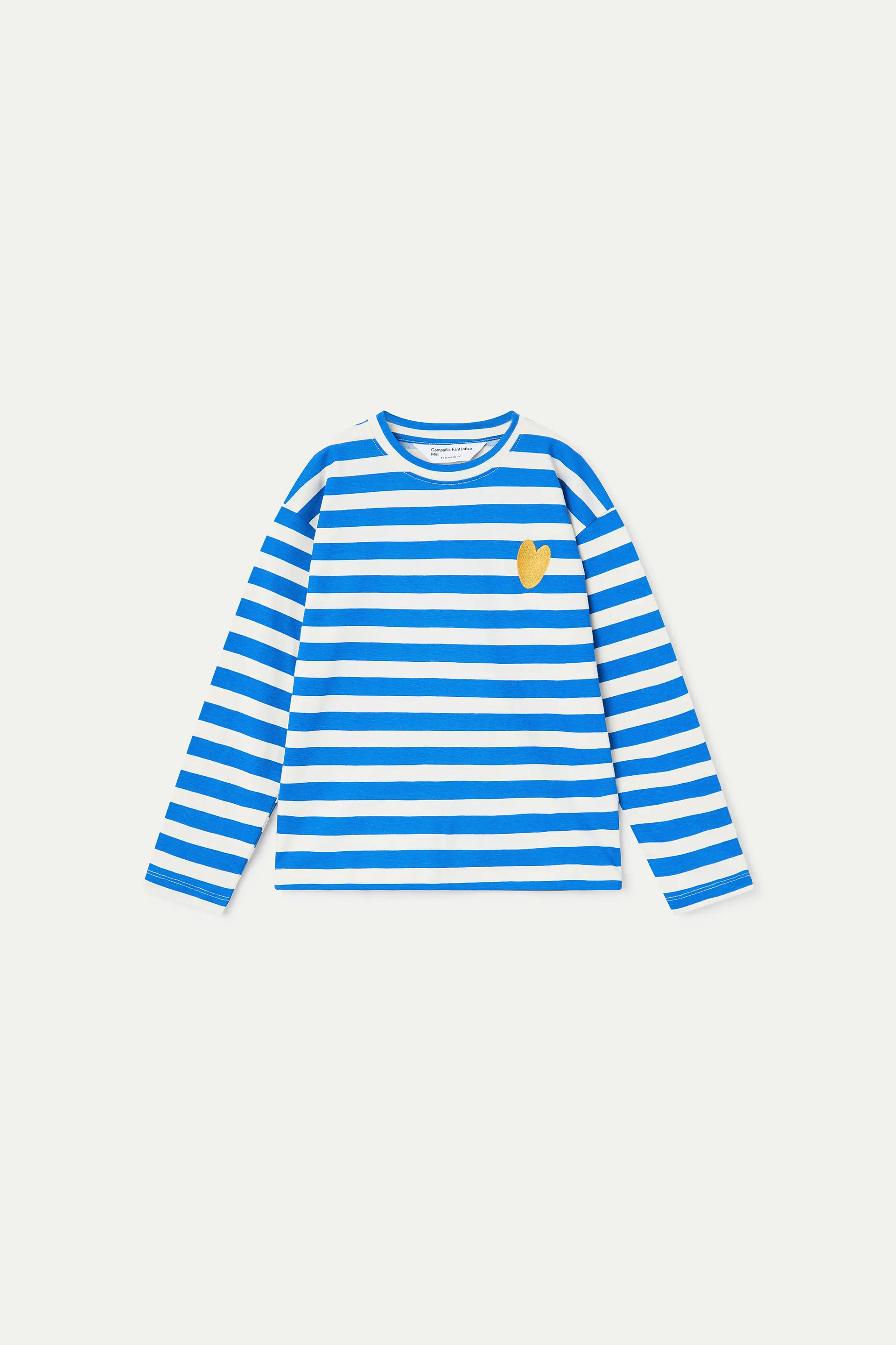 Camiseta manga larga de niña con estampado de rayas azul y blanco - Image 2