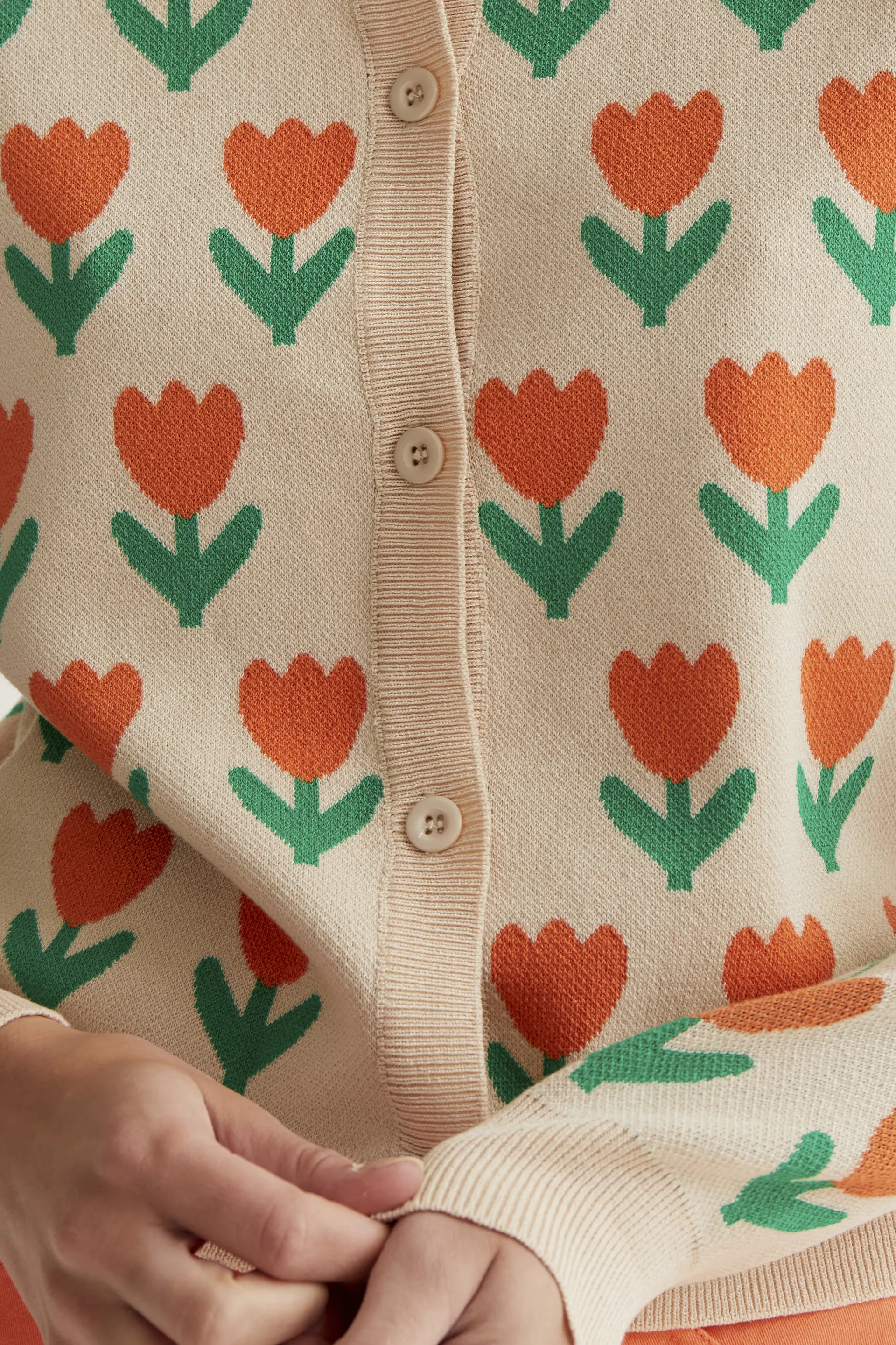 Cárdigan punto con estampado Orange Tulip - Image 3