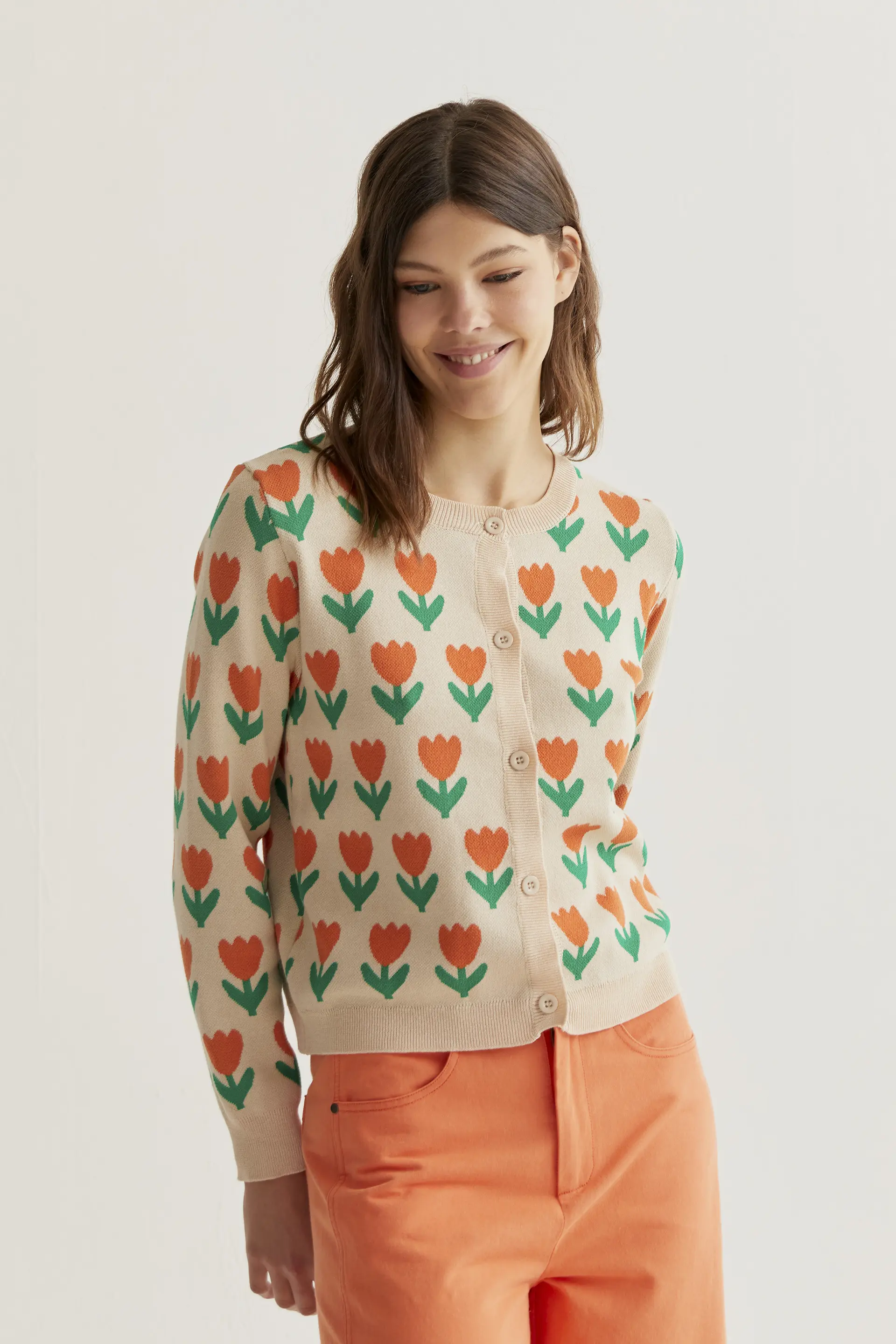 Cárdigan punto con estampado Orange Tulip - Image 5