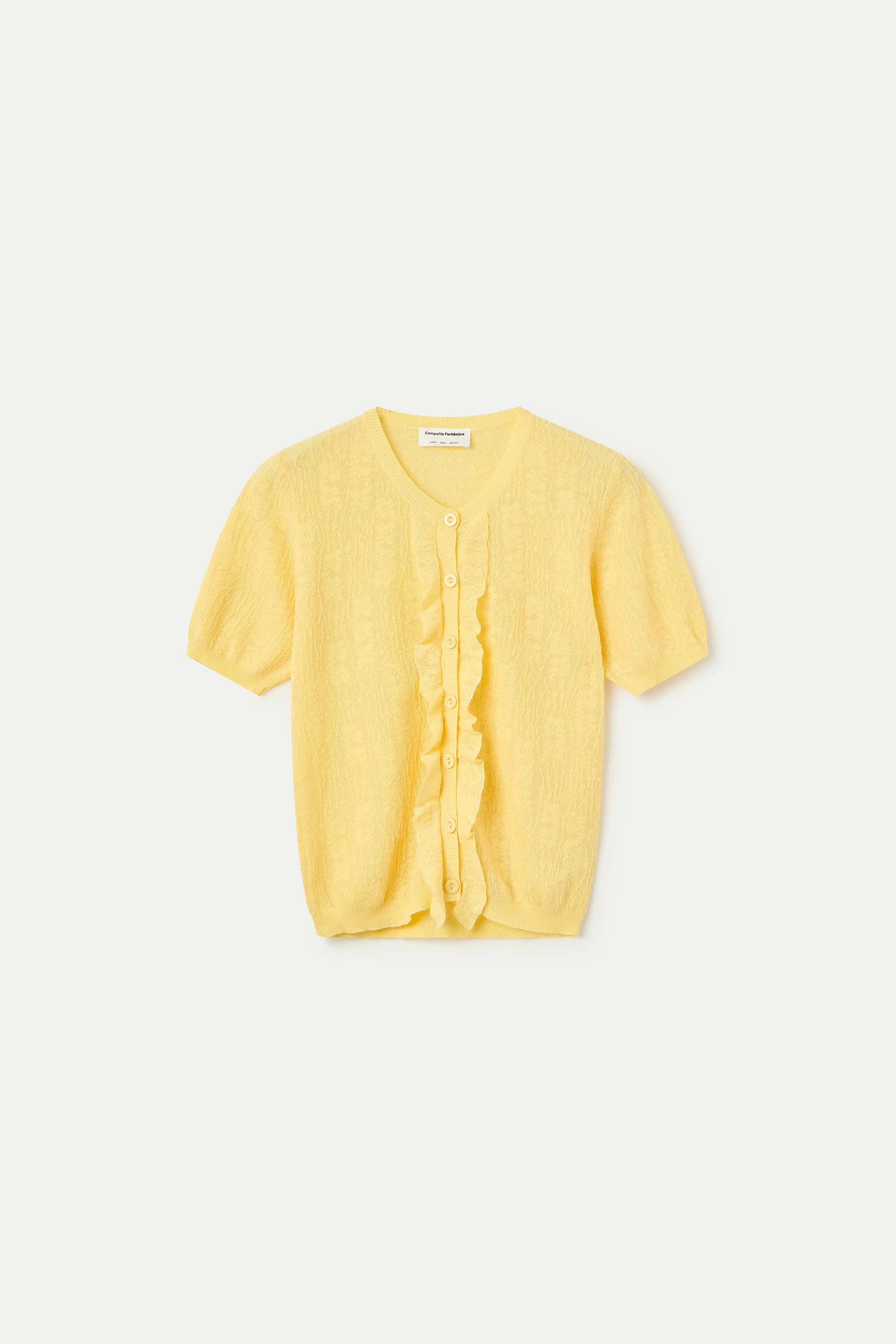 Cárdigan punto floral amarillo con volantes - Image 6