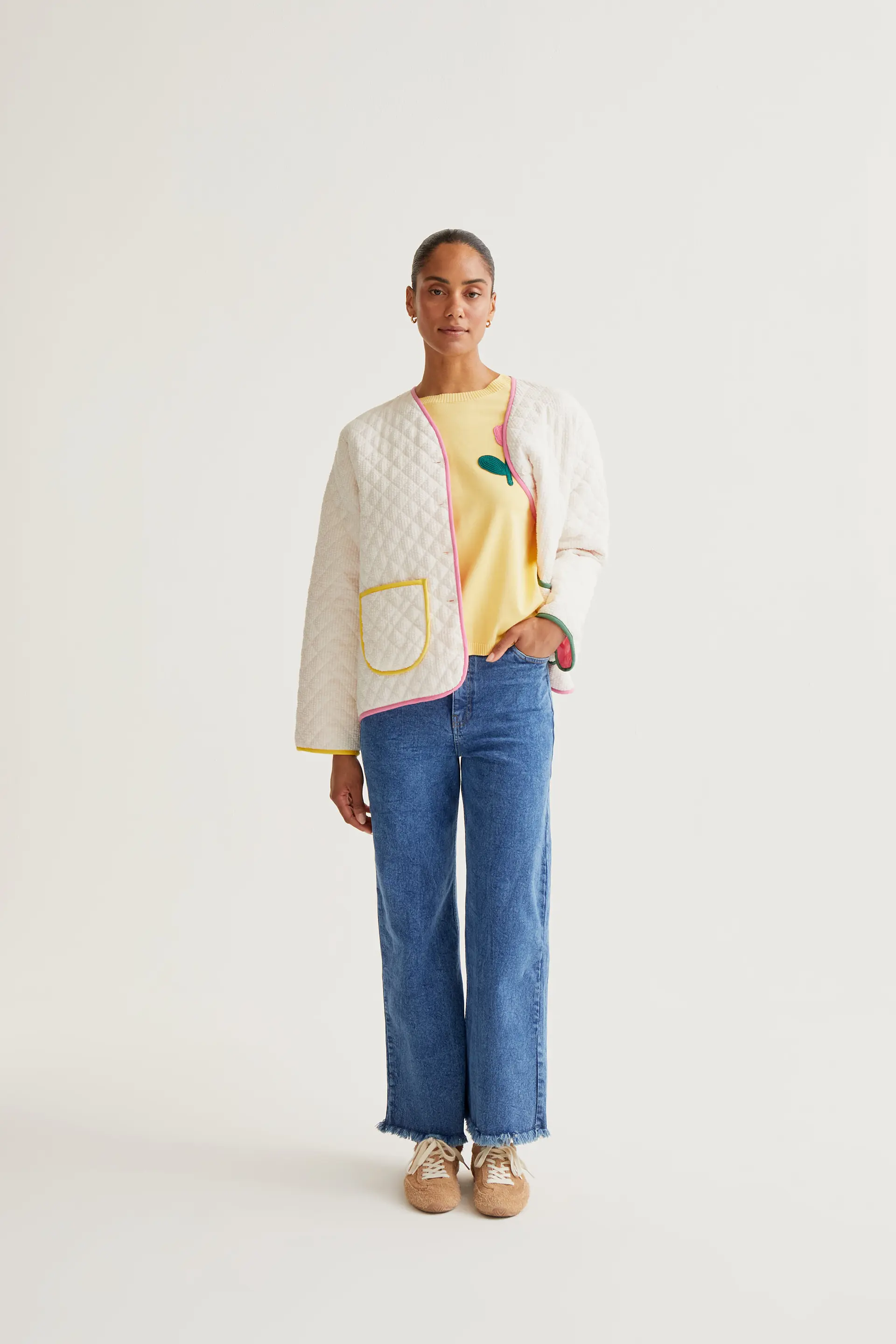 Chaqueta 100% algodón blanco roto - Image 4
