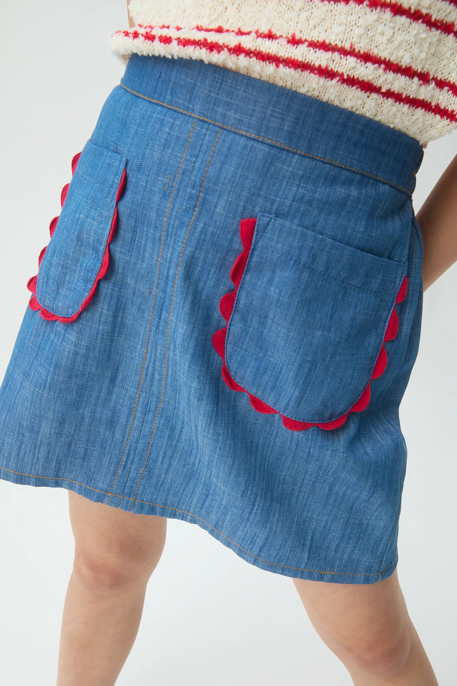 Falda corta de niña 100% algodón Chambray - Image 3