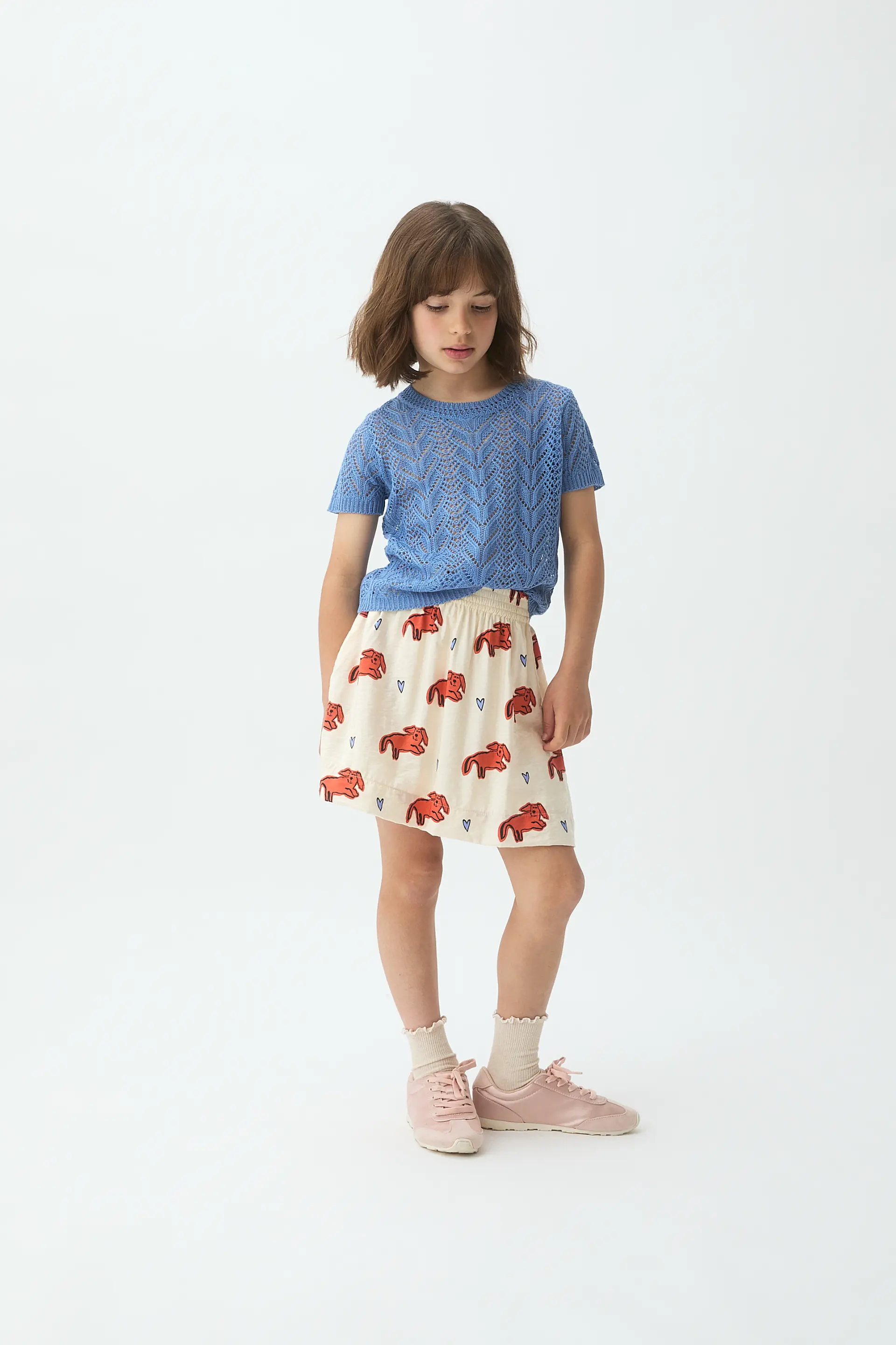 Falda corta de niña con estampado Tochi