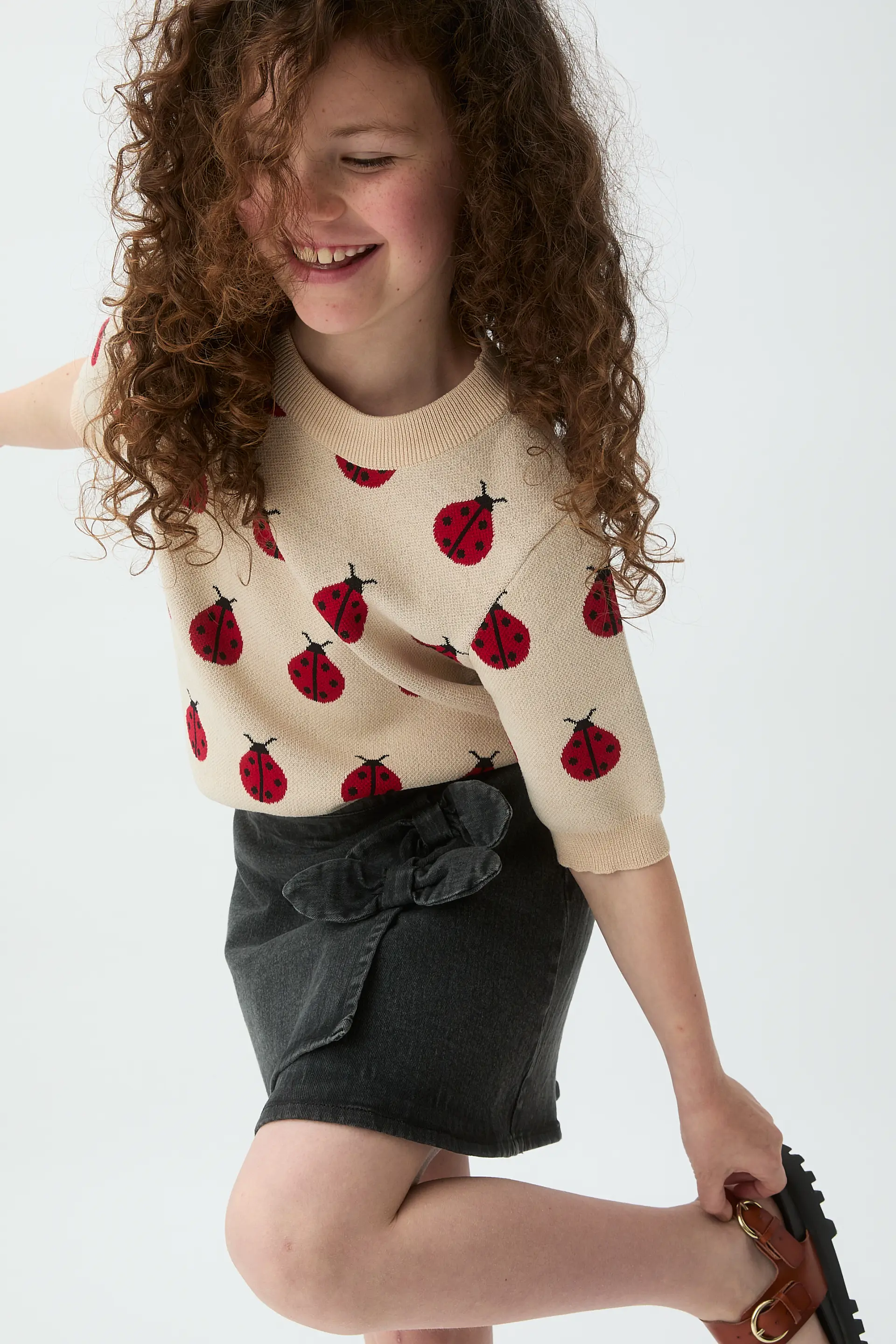 Falda corta de niña denim negro - Image 4