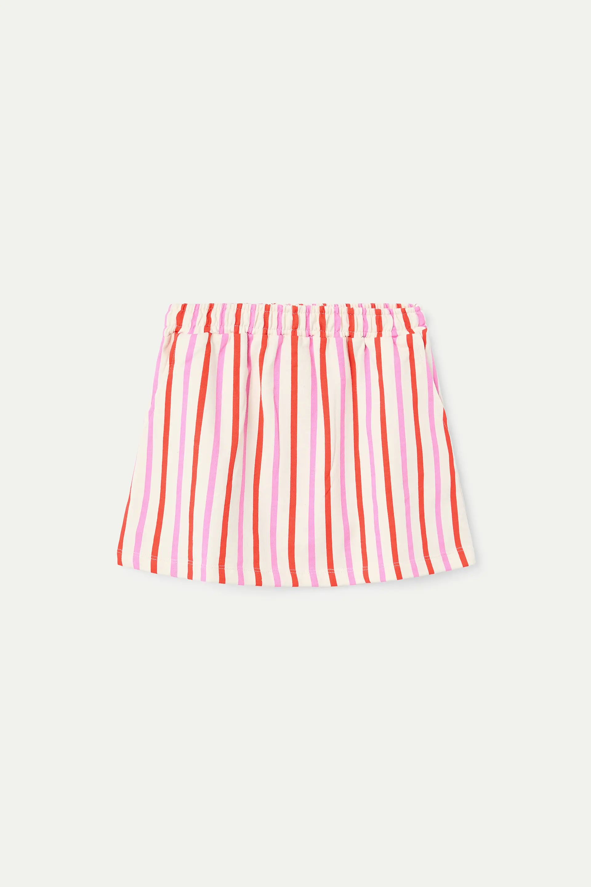 Falda corta de niña estampado de rayas rosa y rojo - Image 2