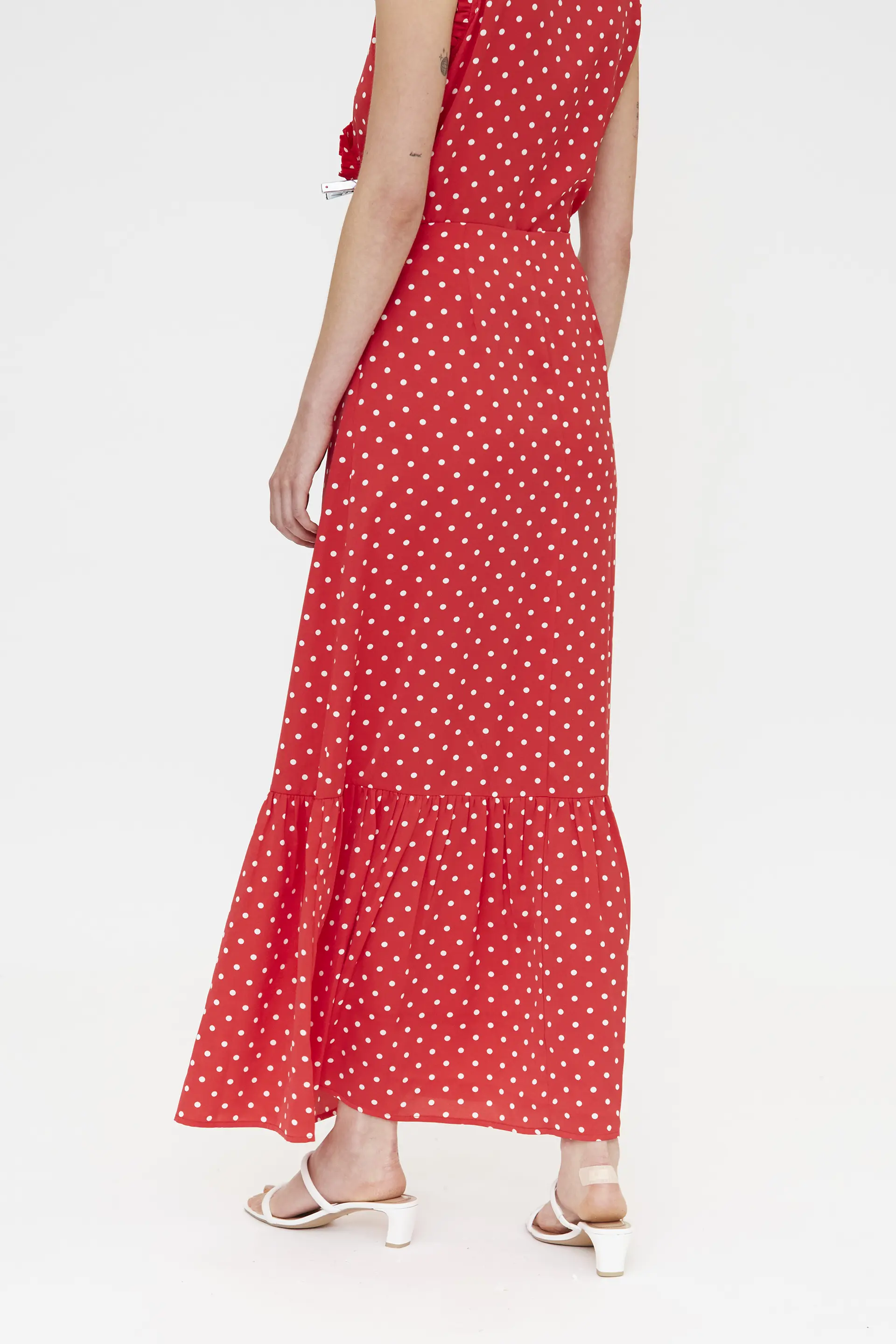 Falda larga con estampado mini dots rojo - Image 3