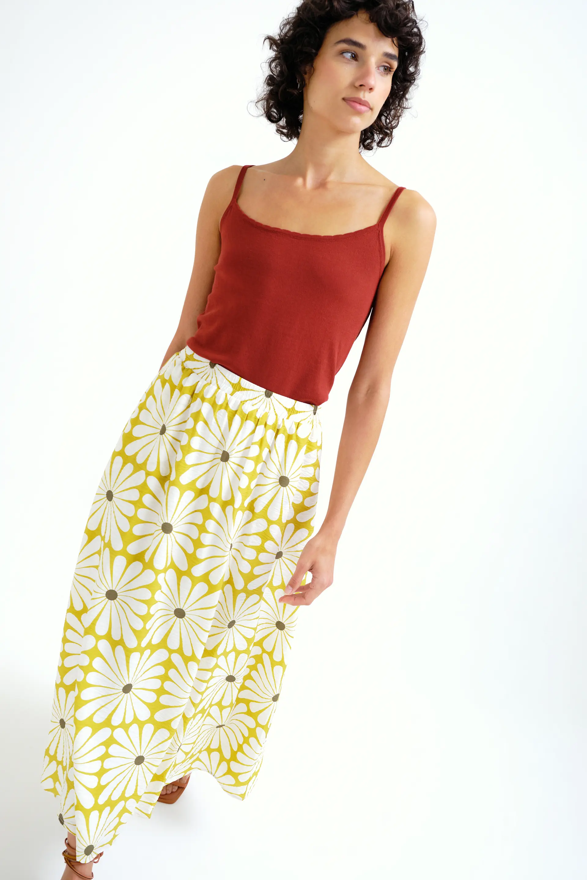 Falda larga con estampado Olive Flower - Image 6