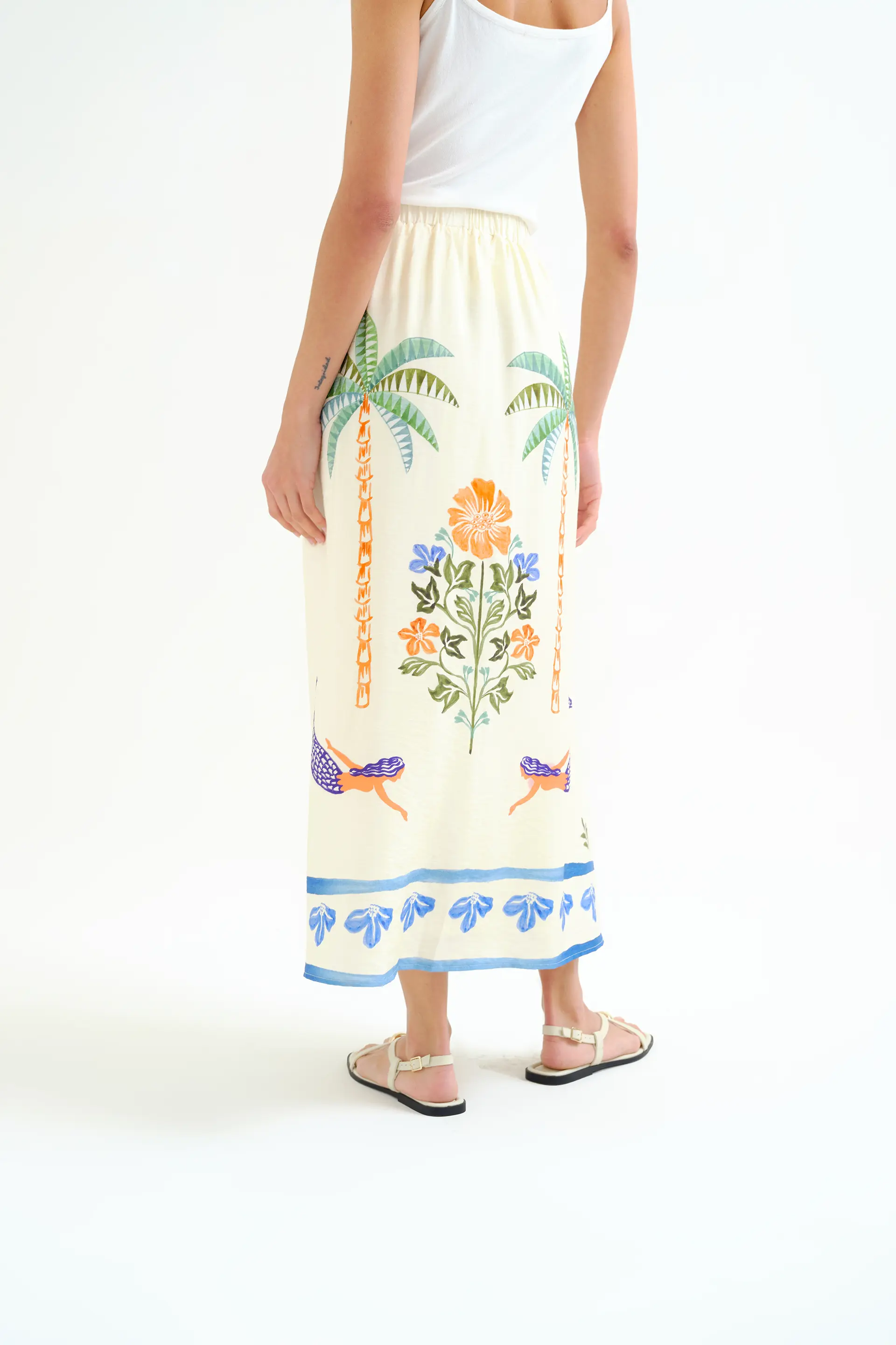 Falda larga con estampado Palm & Mermaid - Image 3