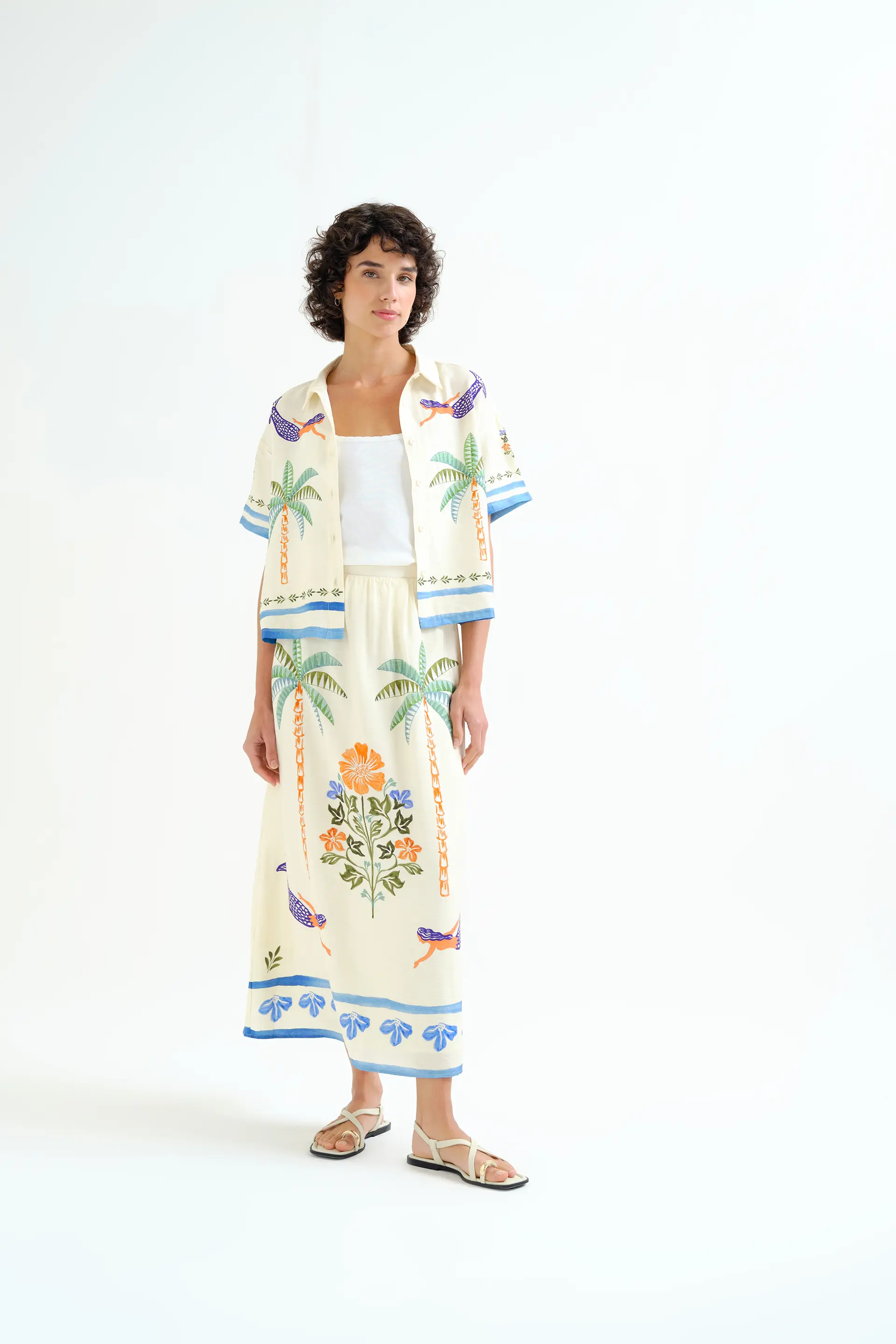 Falda larga con estampado Palm & Mermaid - Image 5