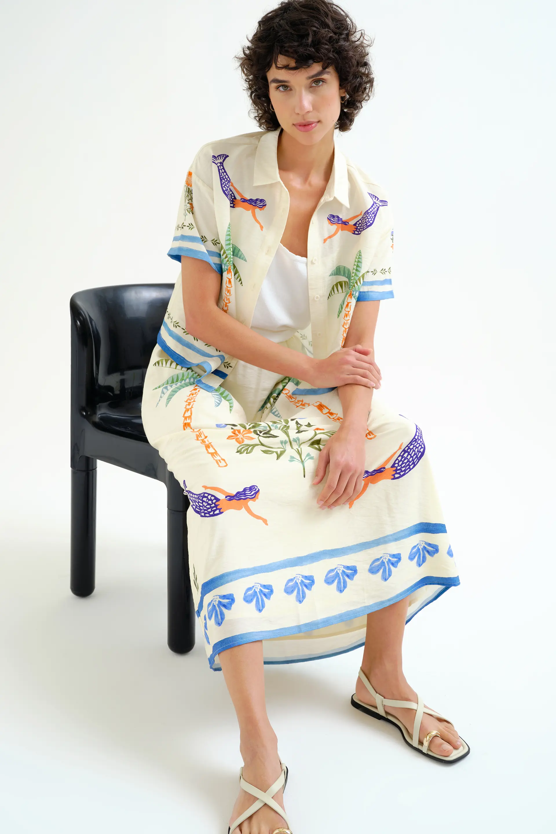 Falda larga con estampado Palm & Mermaid - Image 6