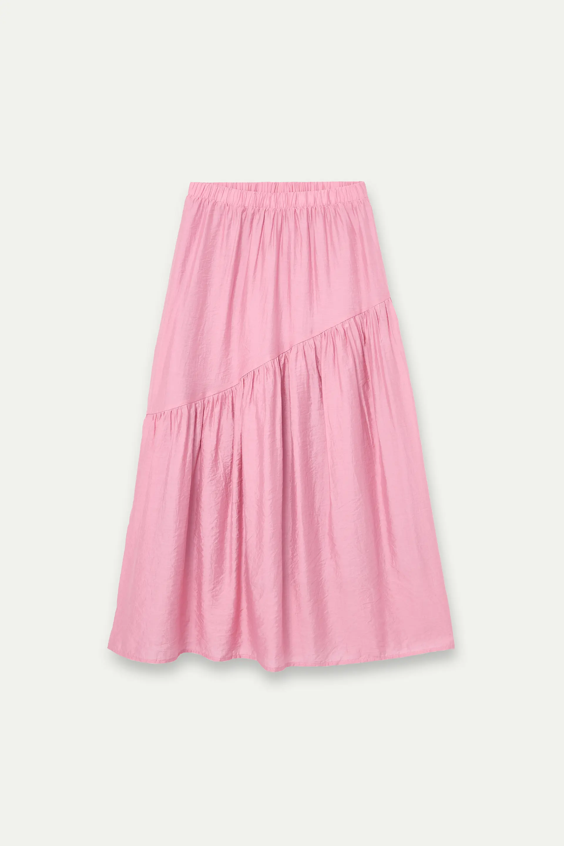 Falda larga rosa con corte asimétrico - Image 2
