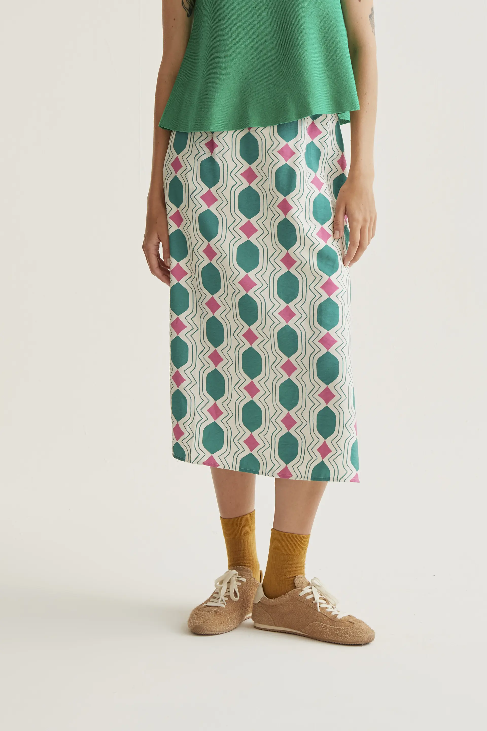 Falda mdi con estampado Geometric