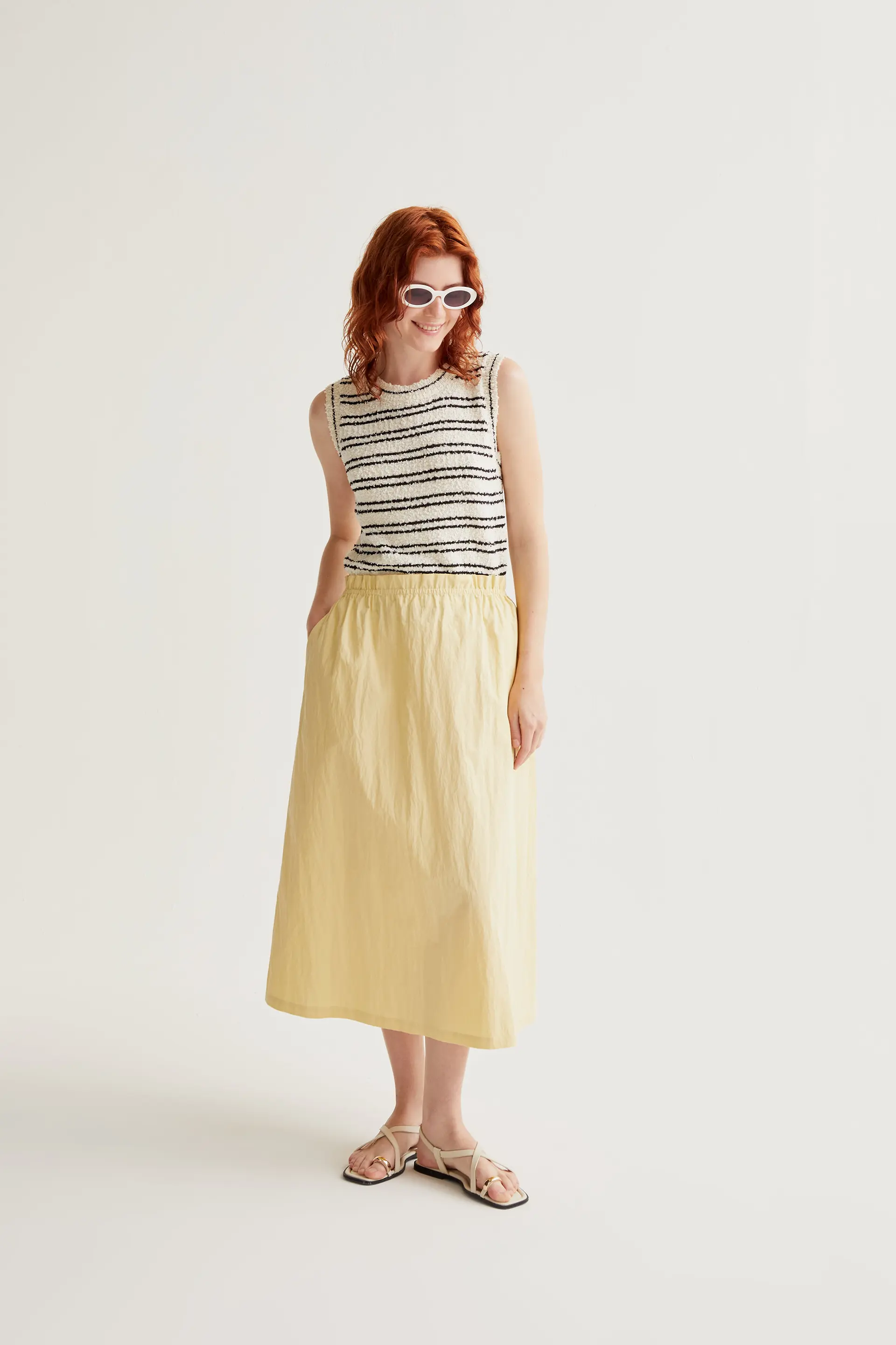 Falda midi amarillo claro - Image 4