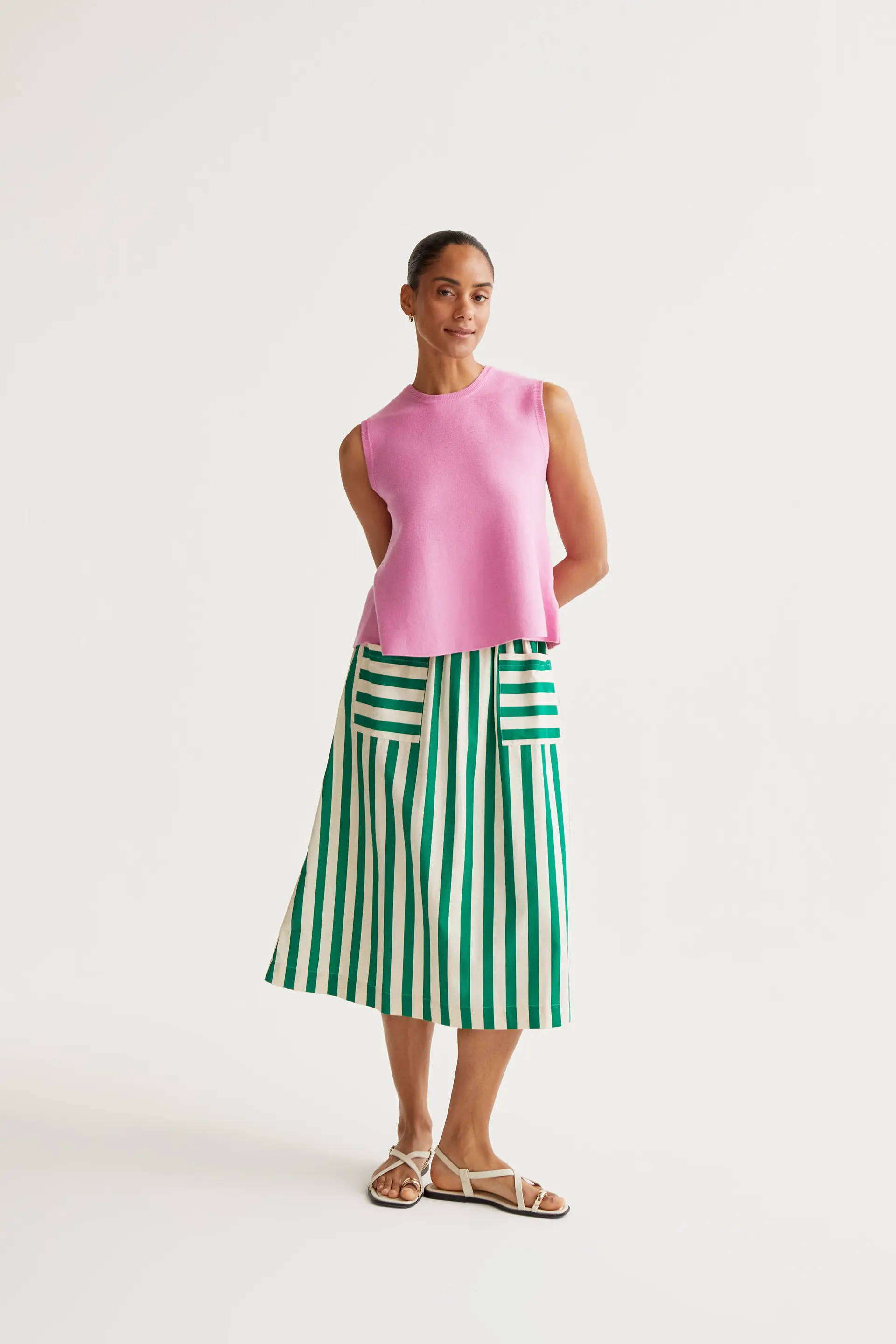 Falda midi con estampado Bamboo Green - Image 5