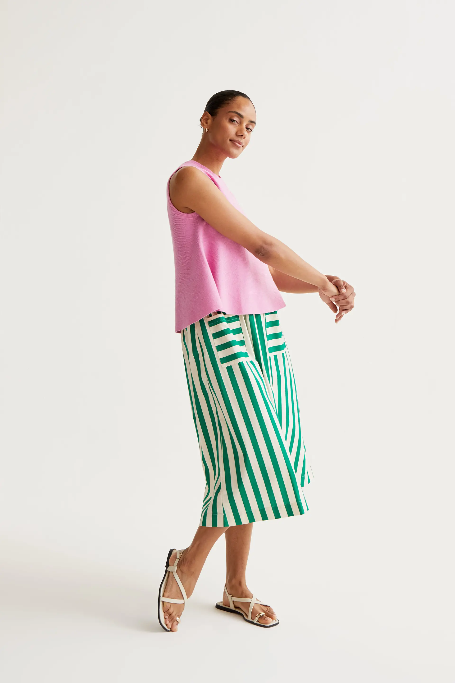 Falda midi con estampado Bamboo Green - Image 6