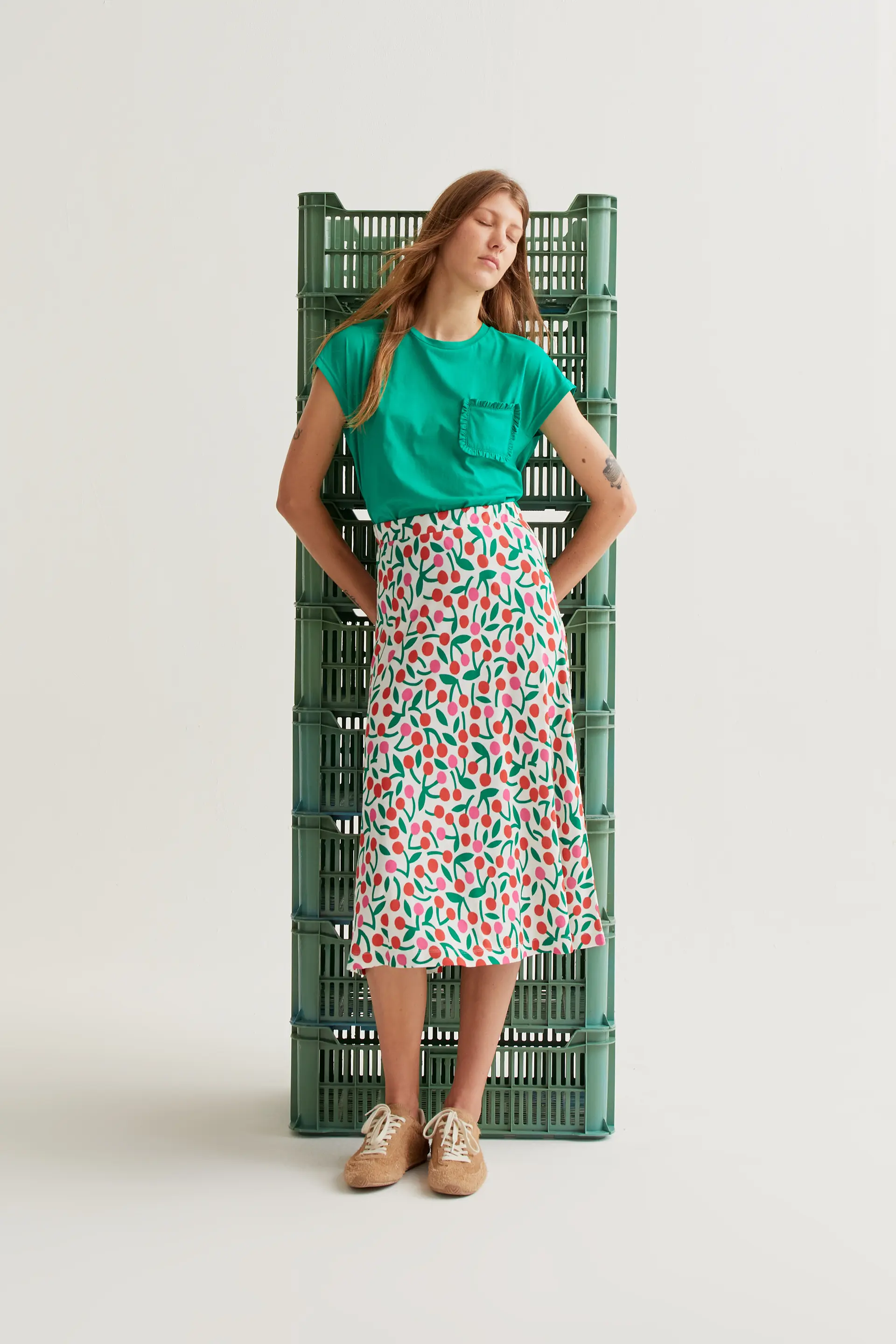 Falda midi con estampado Guinda - Image 6
