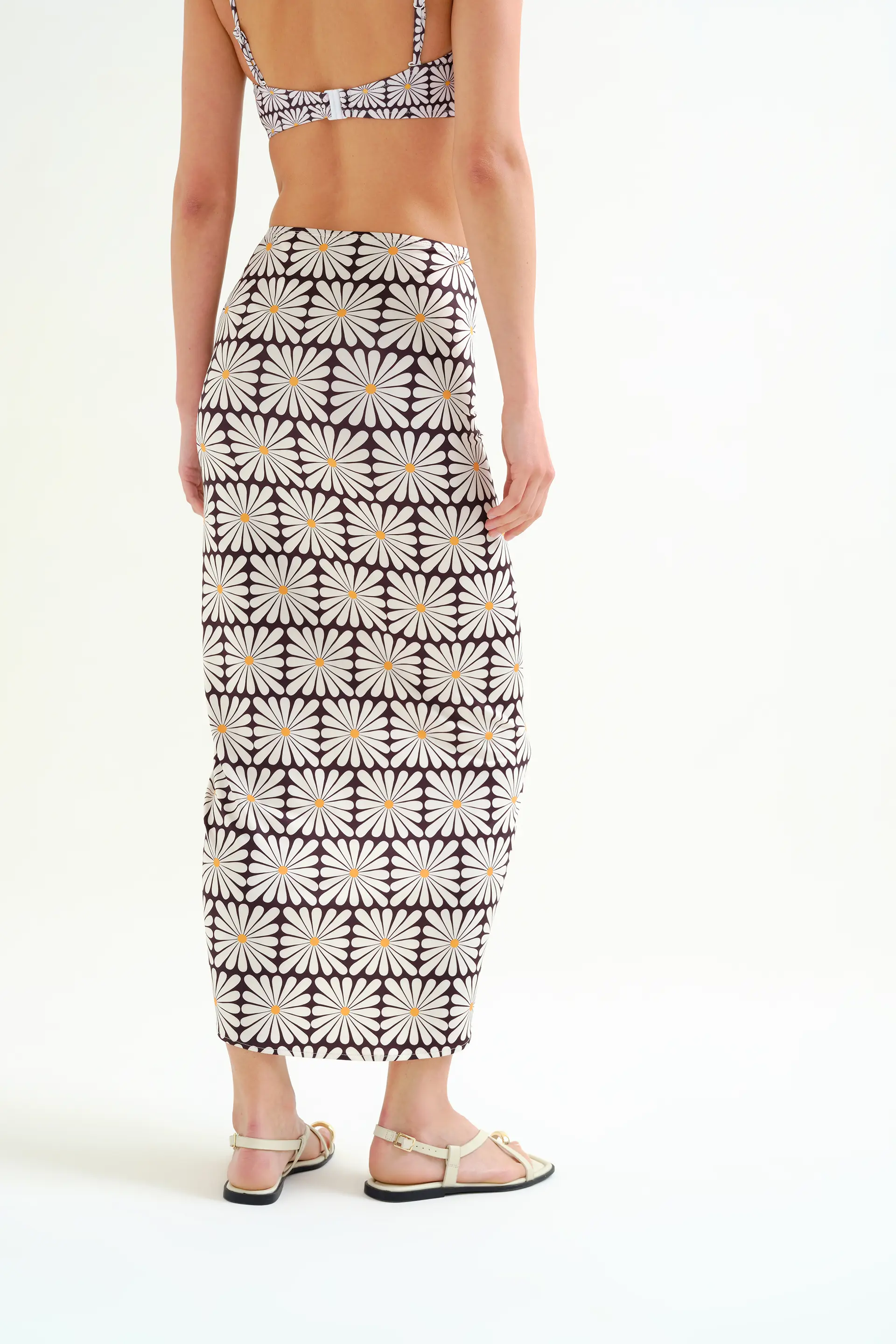 Falda midi con estampado Olive Flower Black - Image 3