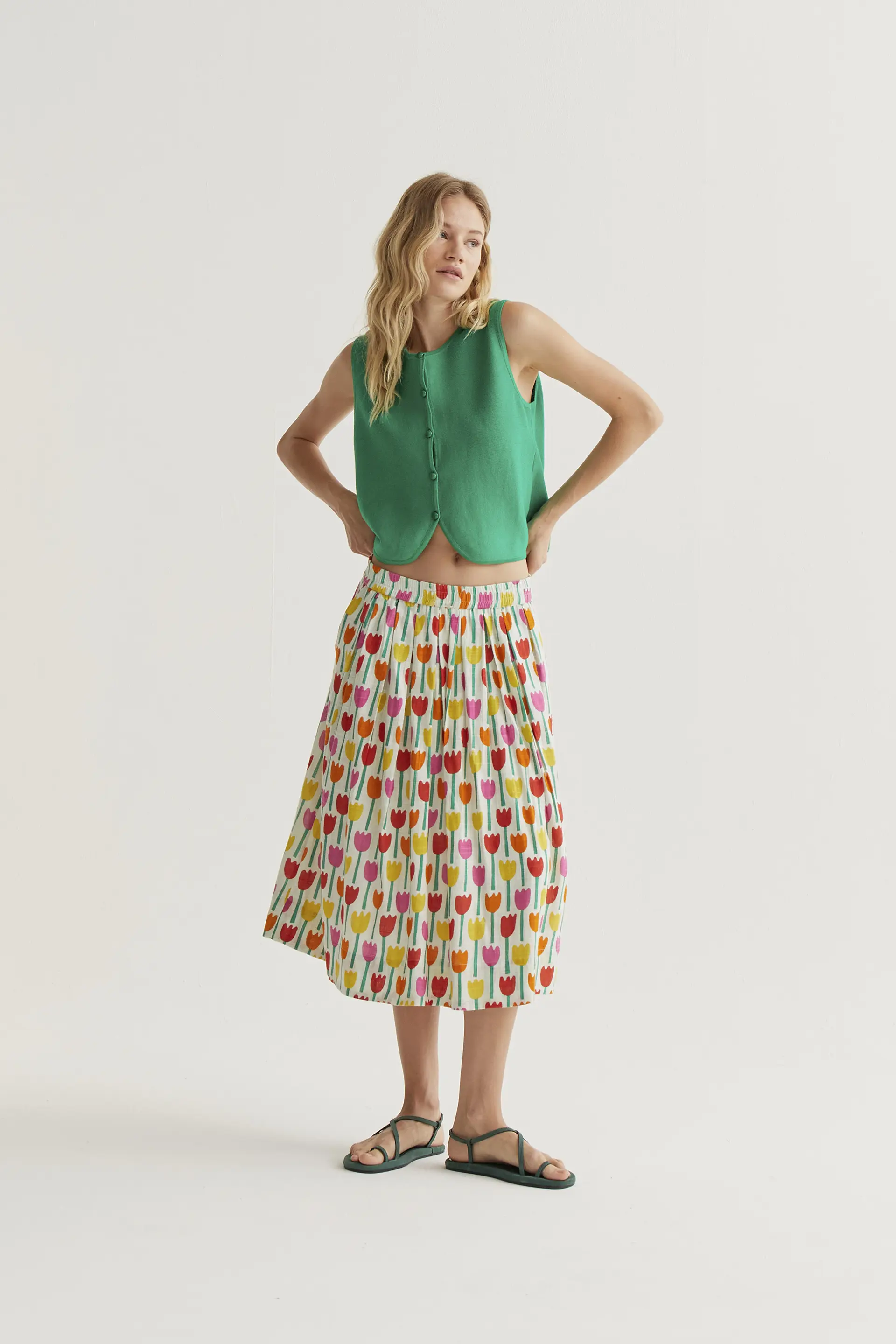 Falda midi con estampado Tulipa - Image 5
