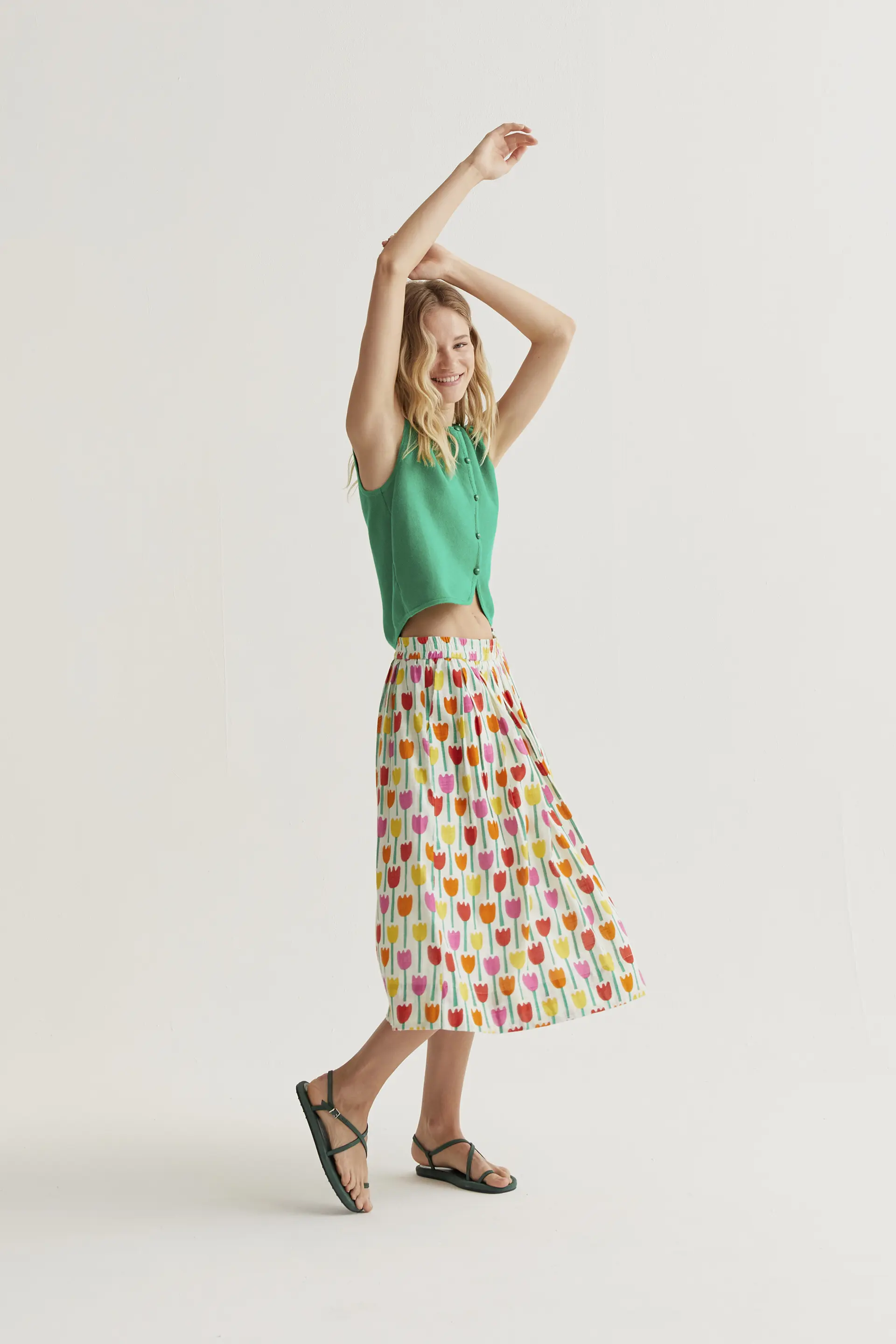 Falda midi con estampado Tulipa - Image 6