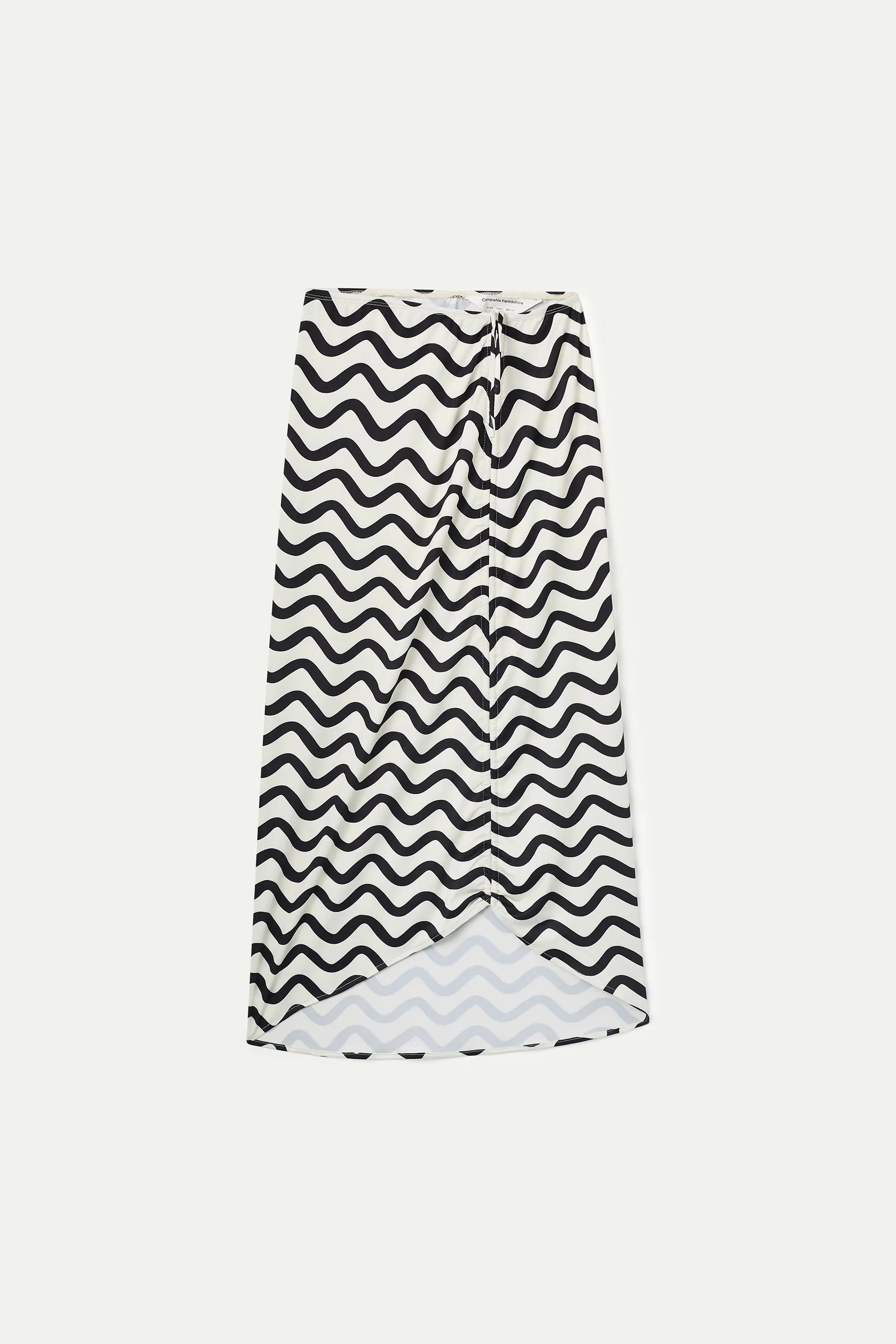 Falda midi con estampado Wave Black & White - Image 2