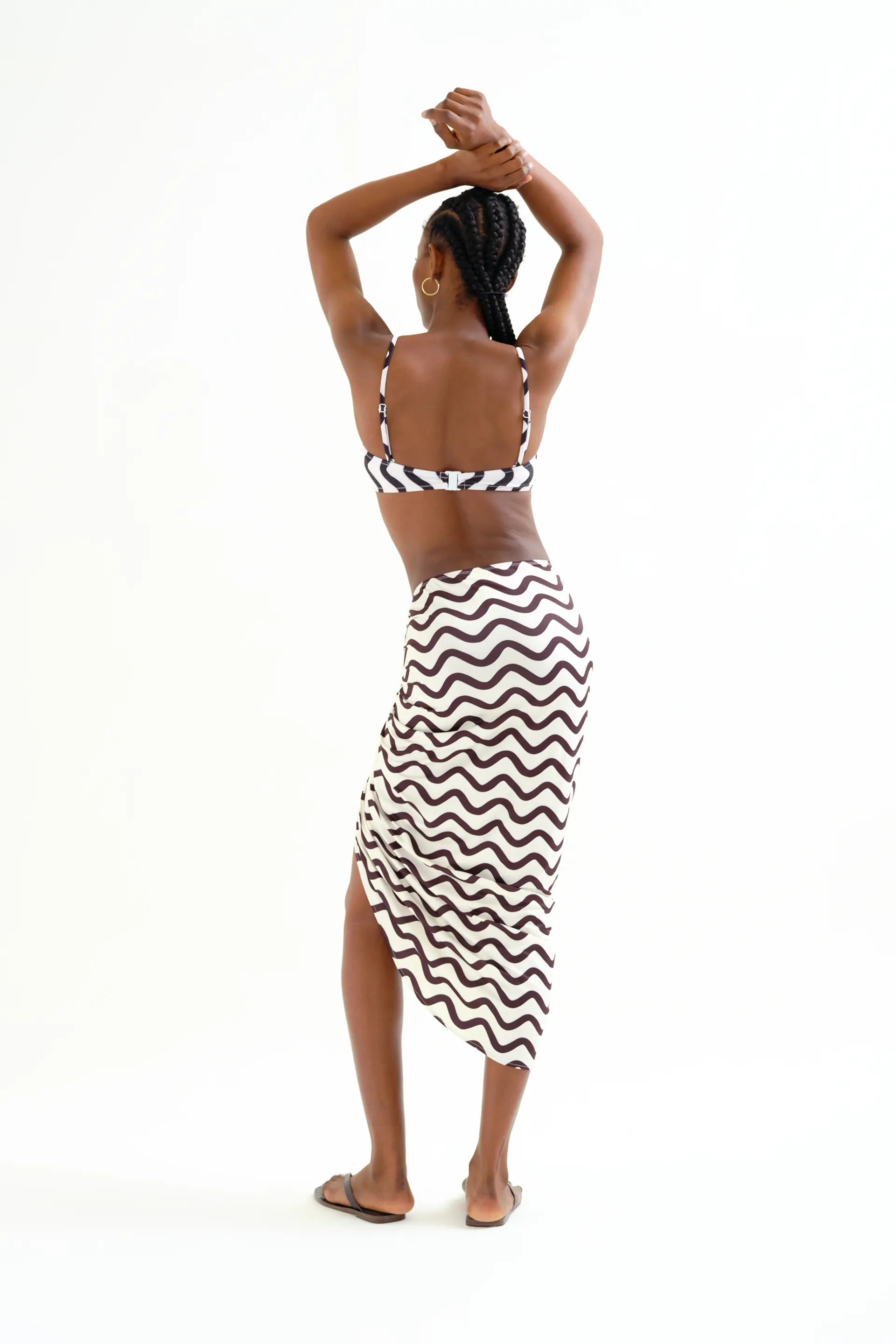 Falda midi con estampado Wave Black & White - Image 3