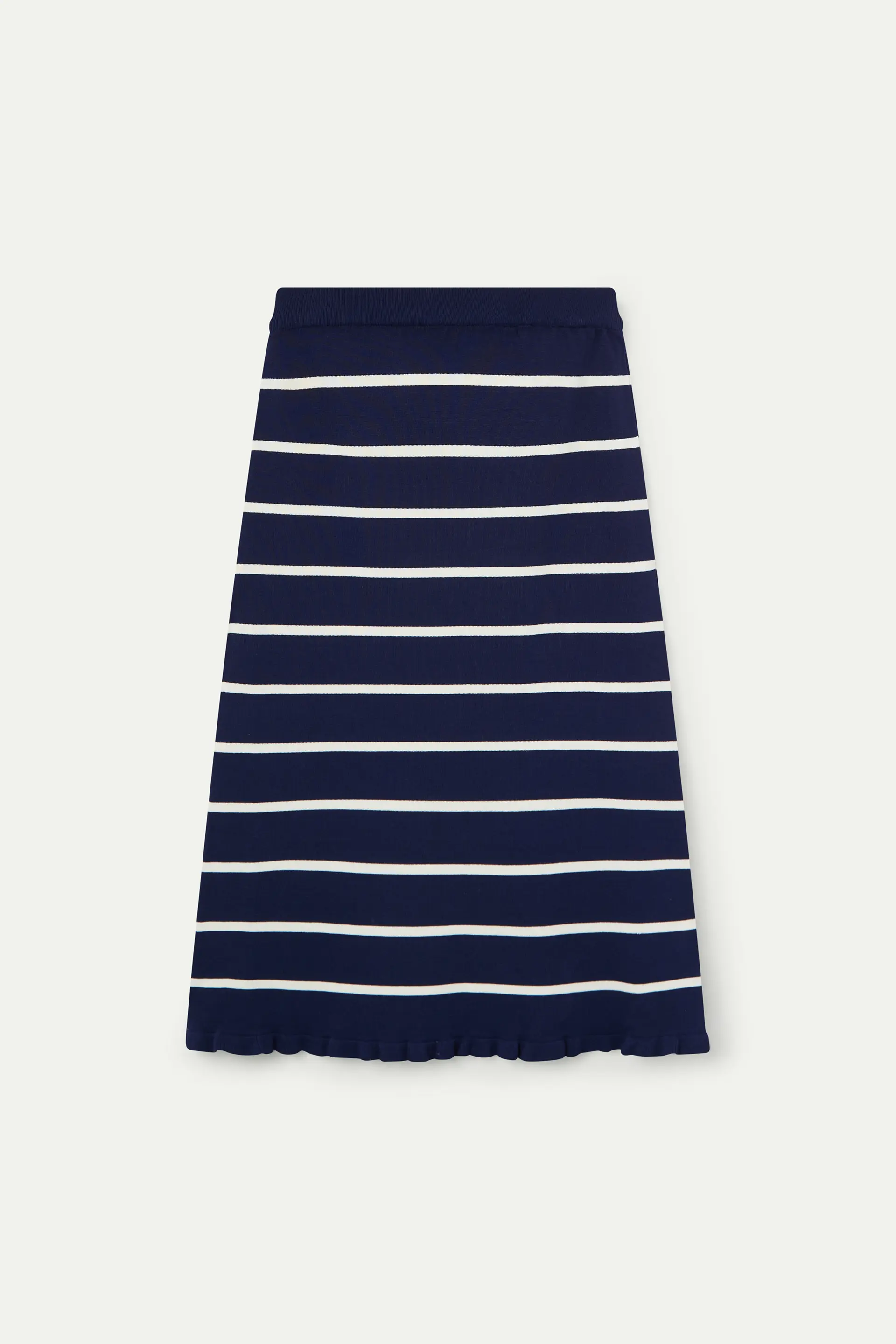 Falda midi  de punto con estampado de rayas azul marino y blanco - Image 2