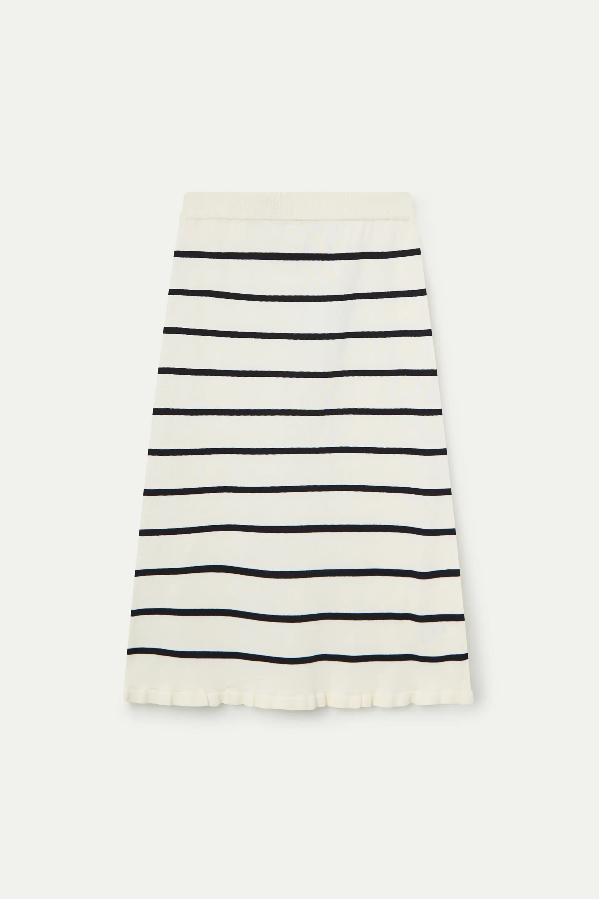 Falda midi de punto con estampado de rayas blanco y negro - Image 2