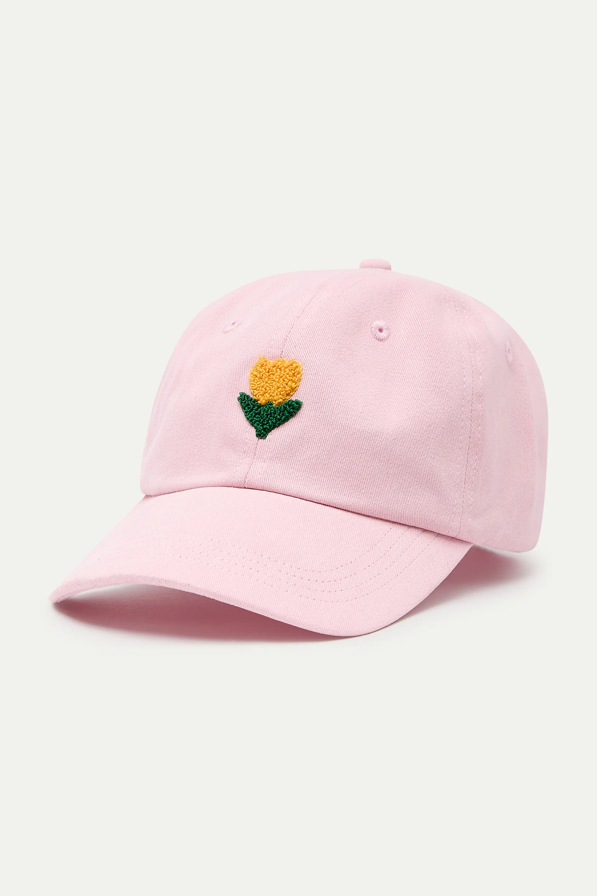 Gorra rosa con bordado de tulipán - Image 3