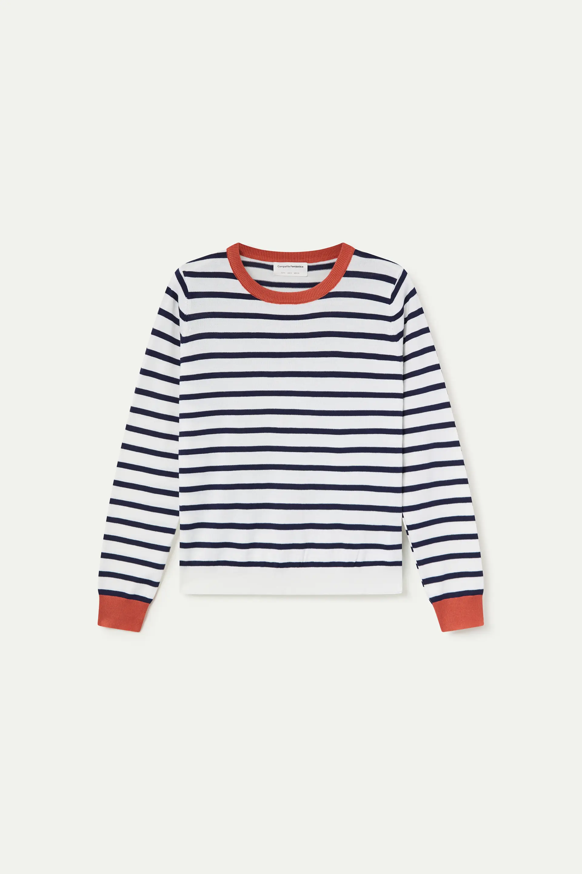 Jersey de punto con estampado de rayas blanco y azul marino - Image 2