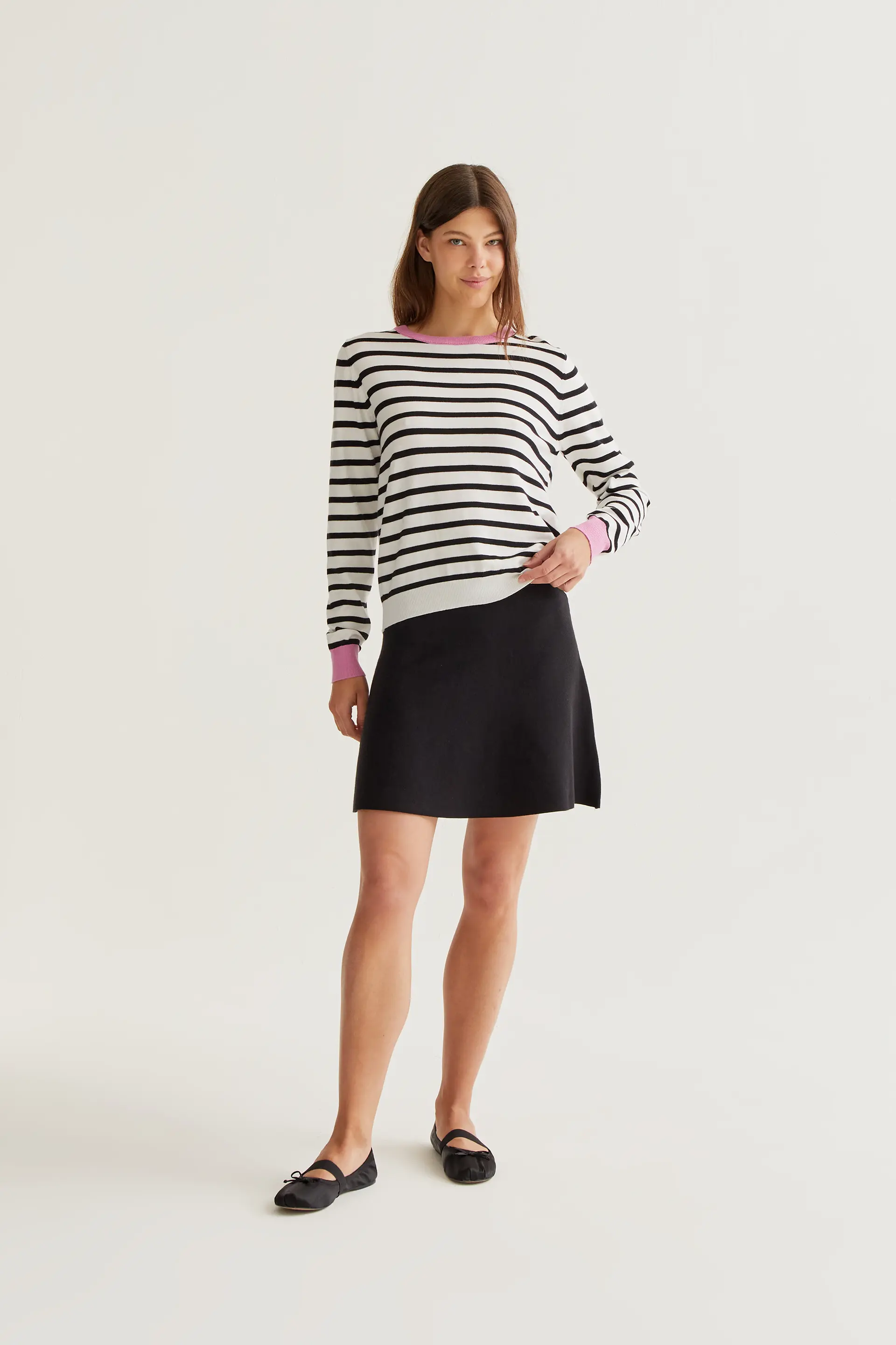Jersey de punto con estampado de rayas blanco y negro - Image 5