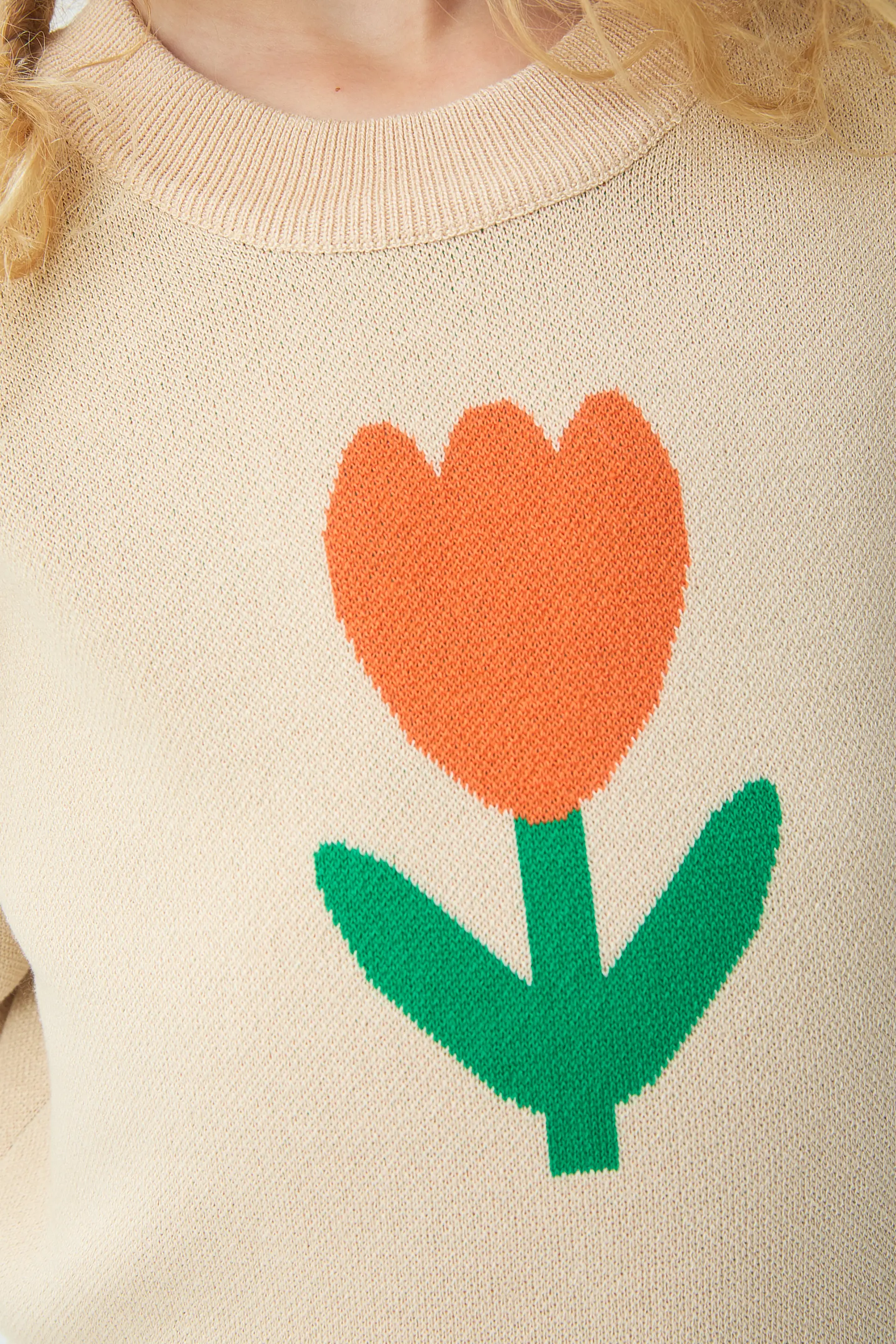 Jersey de punto de niña con estampado Big Tulip - Image 3