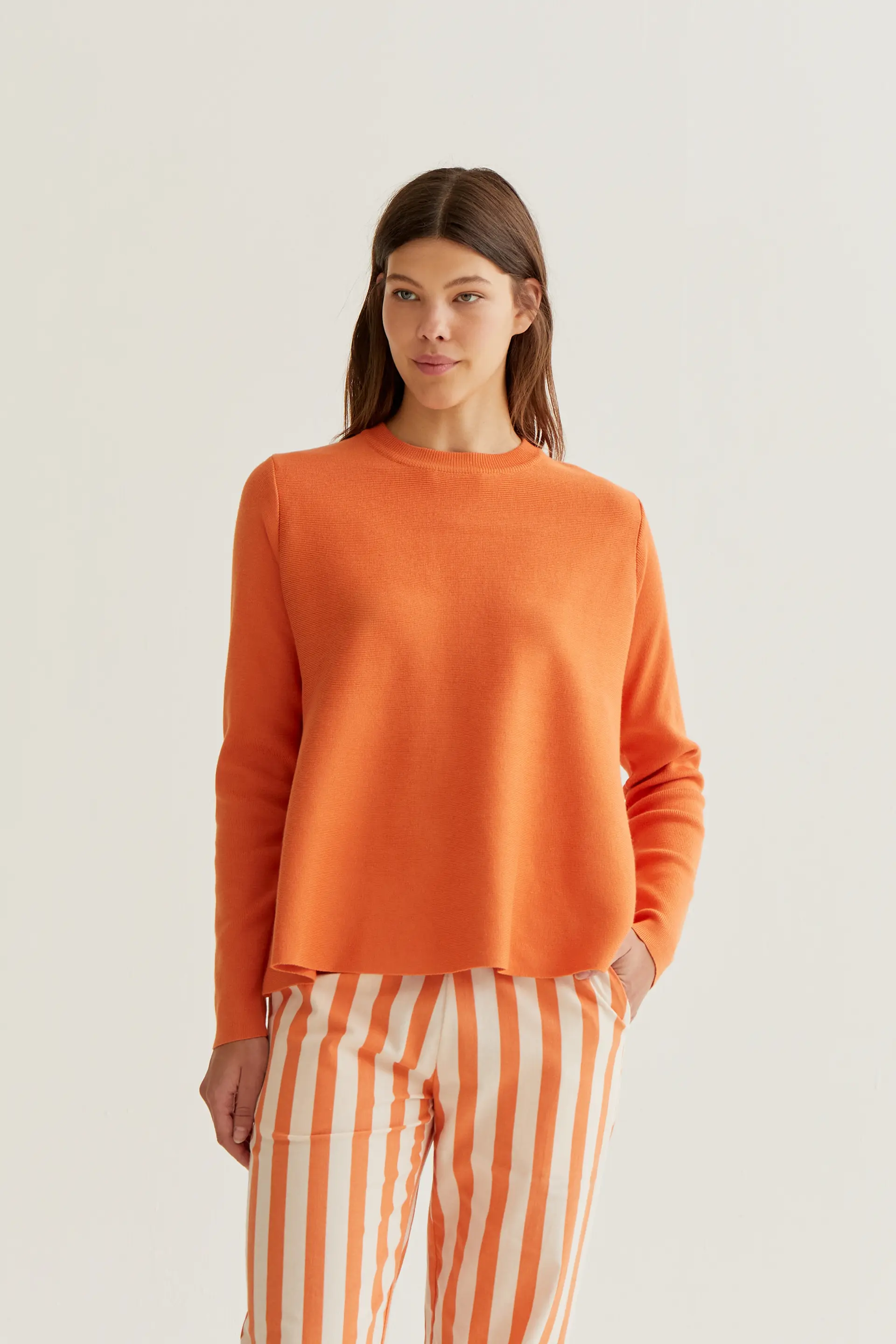 Jersey punto manga larga naranja