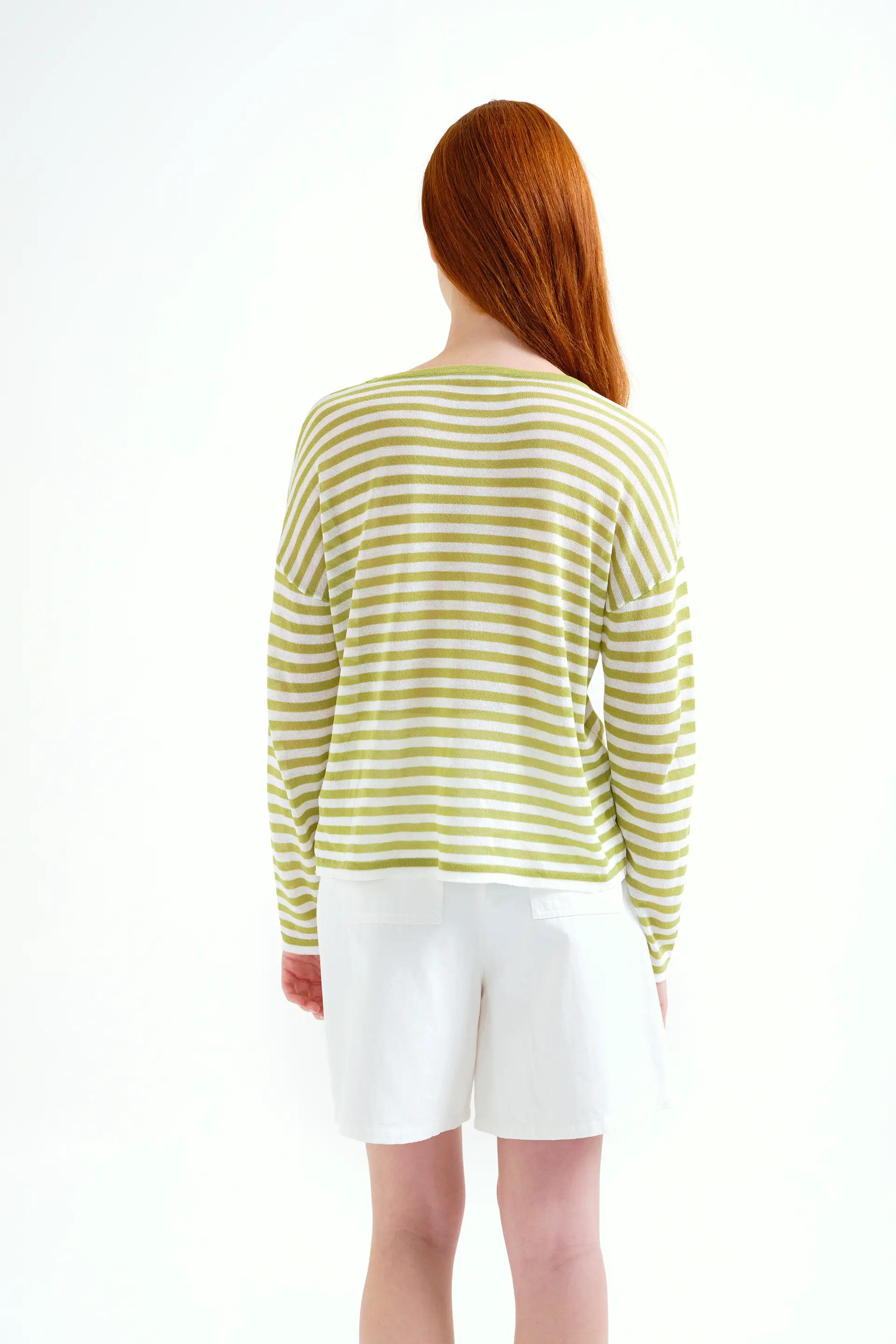 Jersey punto suave con estampado de rayas blanco y verde - Image 3