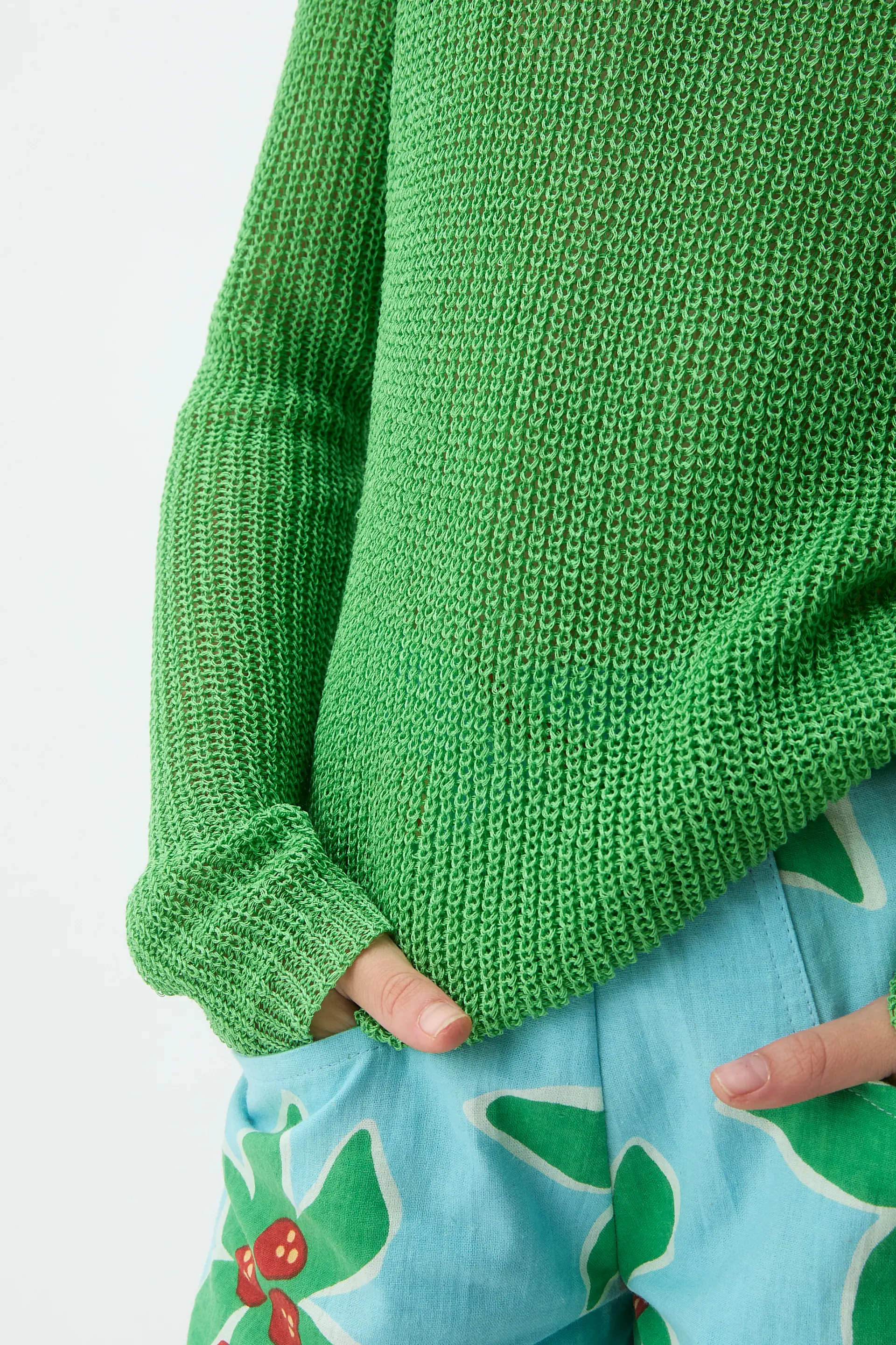 Jersey punto verde manga larga de niña - Image 3