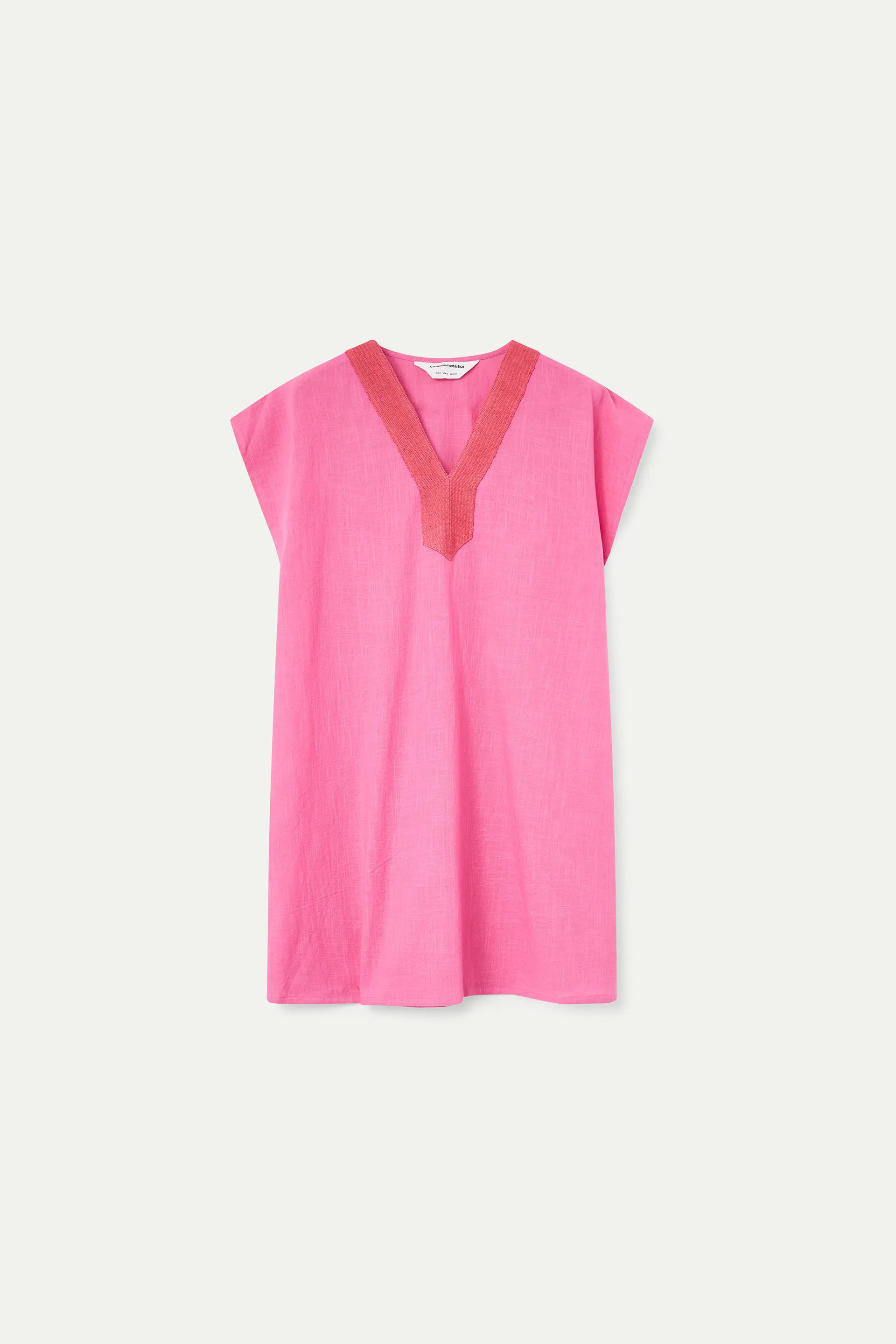 Kaftan corto rosa con escote fucisa - Image 2