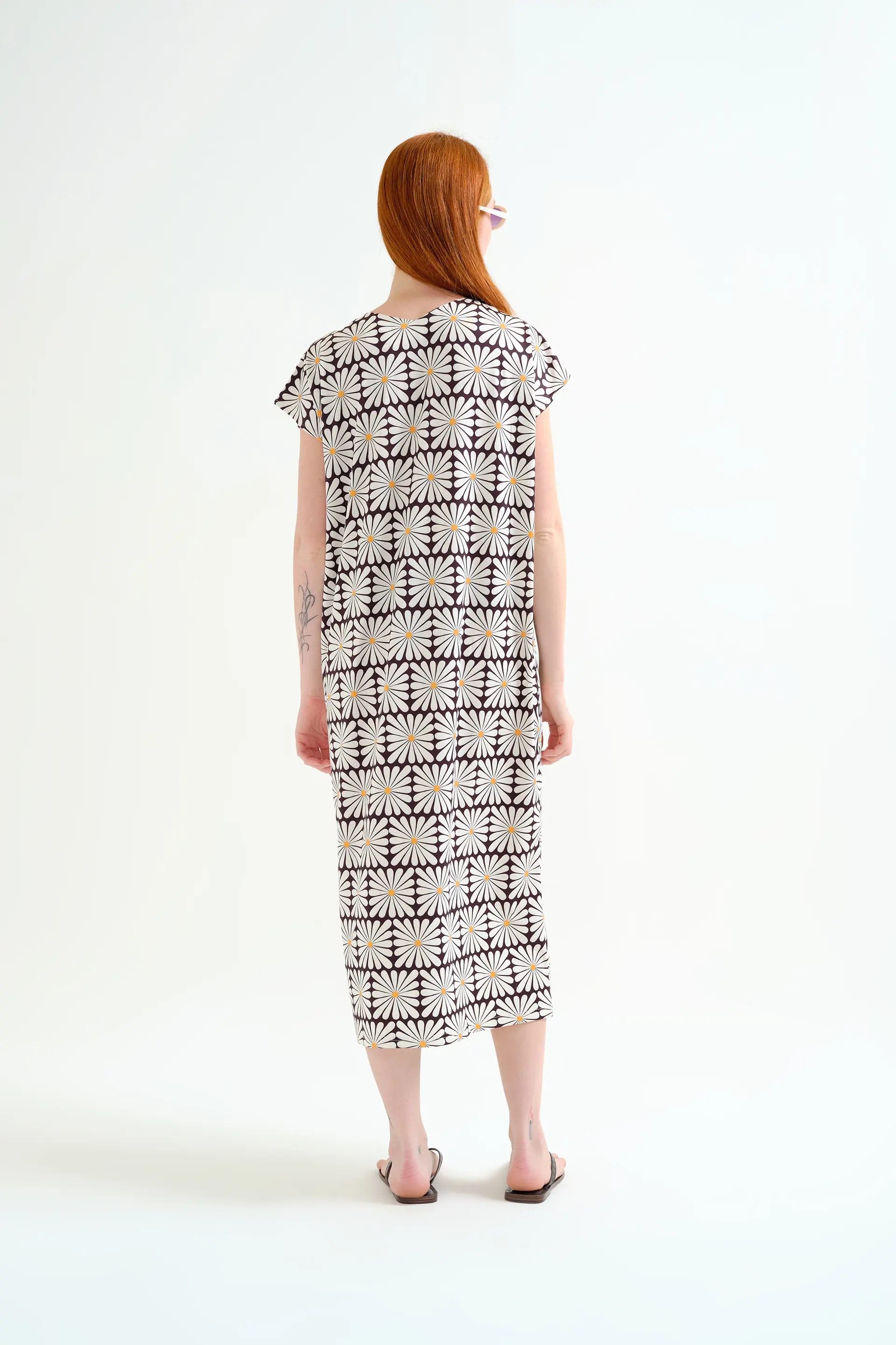Kaftan largo con estampado Olive Flower Black - Image 3