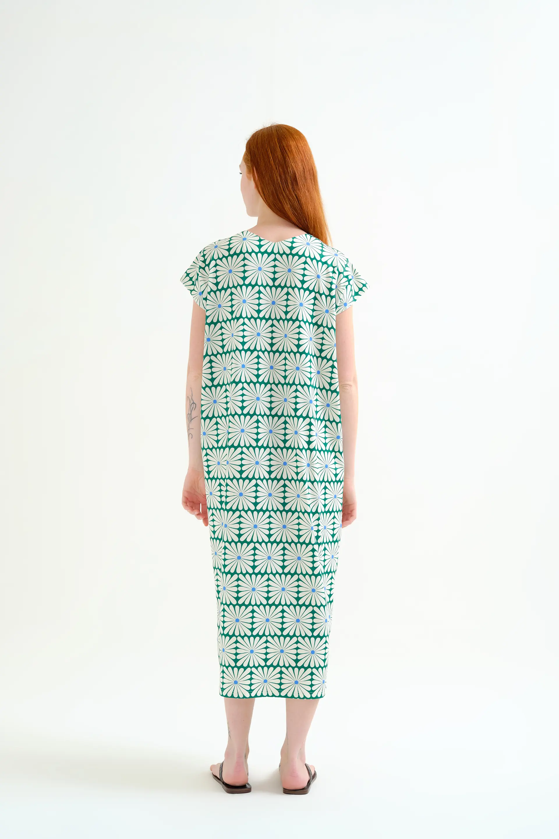 Kaftan largo con estampado Olive Flower Green - Image 3