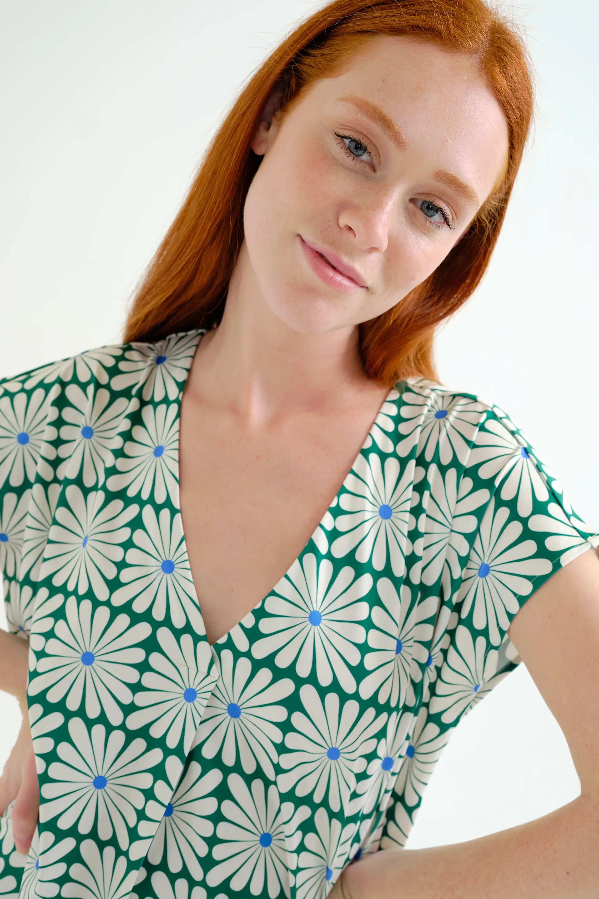 Kaftan largo con estampado Olive Flower Green - Image 5