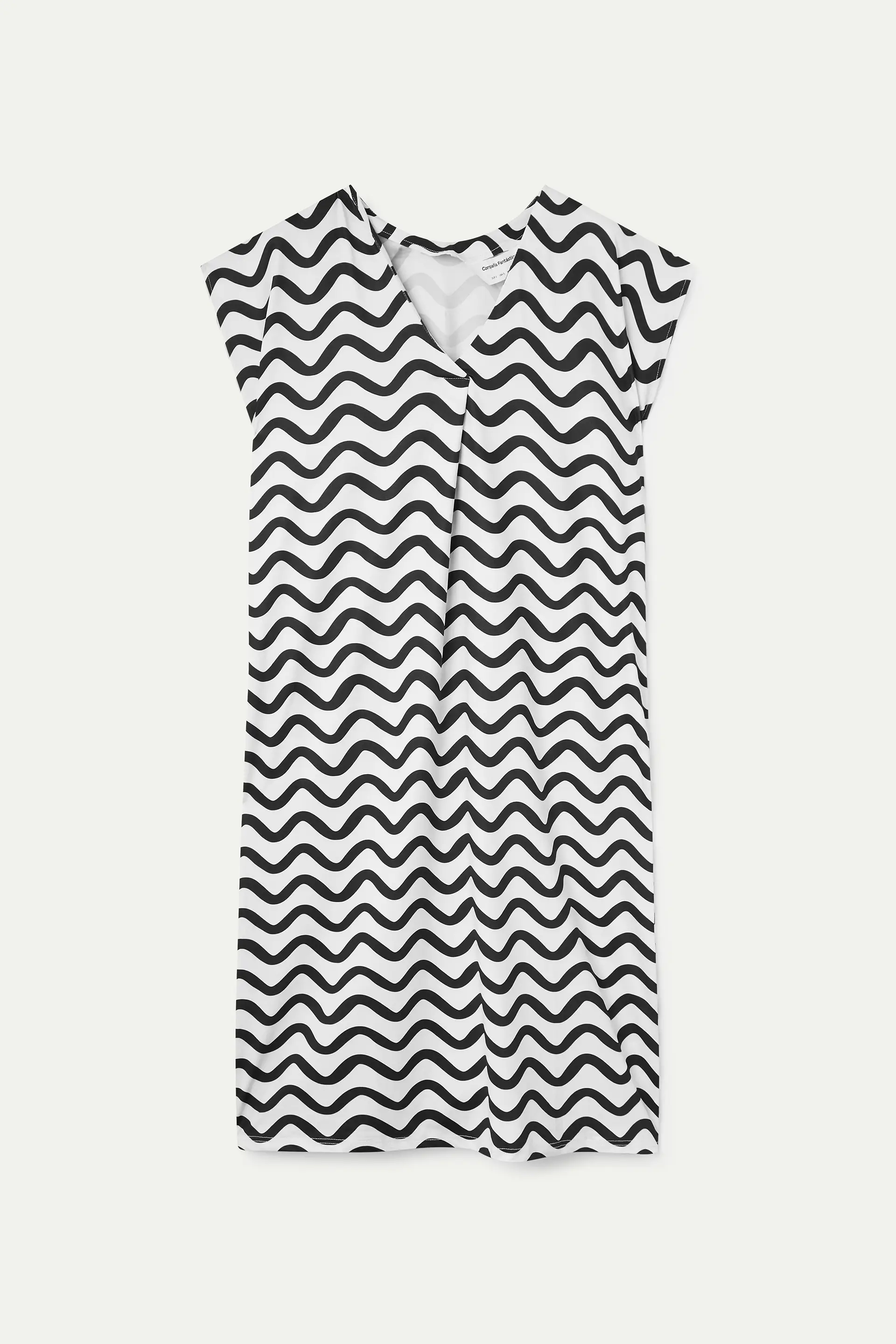 Kaftan largo con estampado Wave Black & White - Image 2
