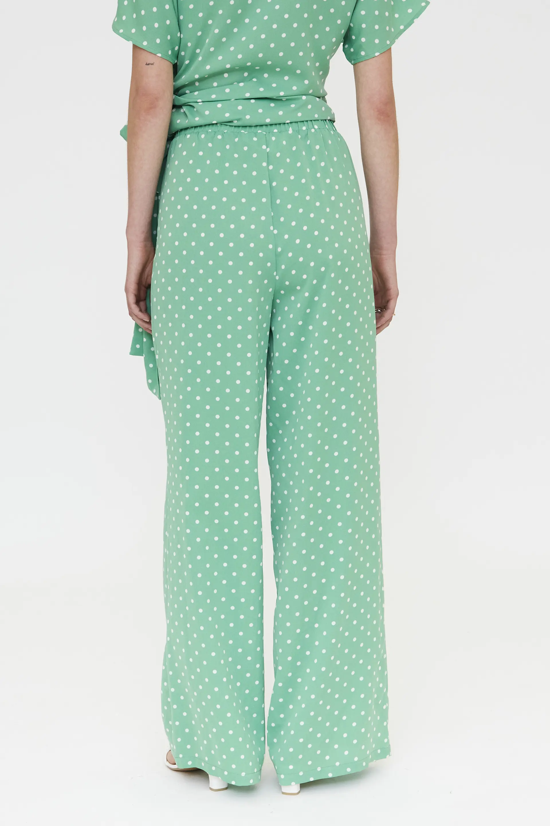 Pantalón con estampado mini dots verde - Image 3
