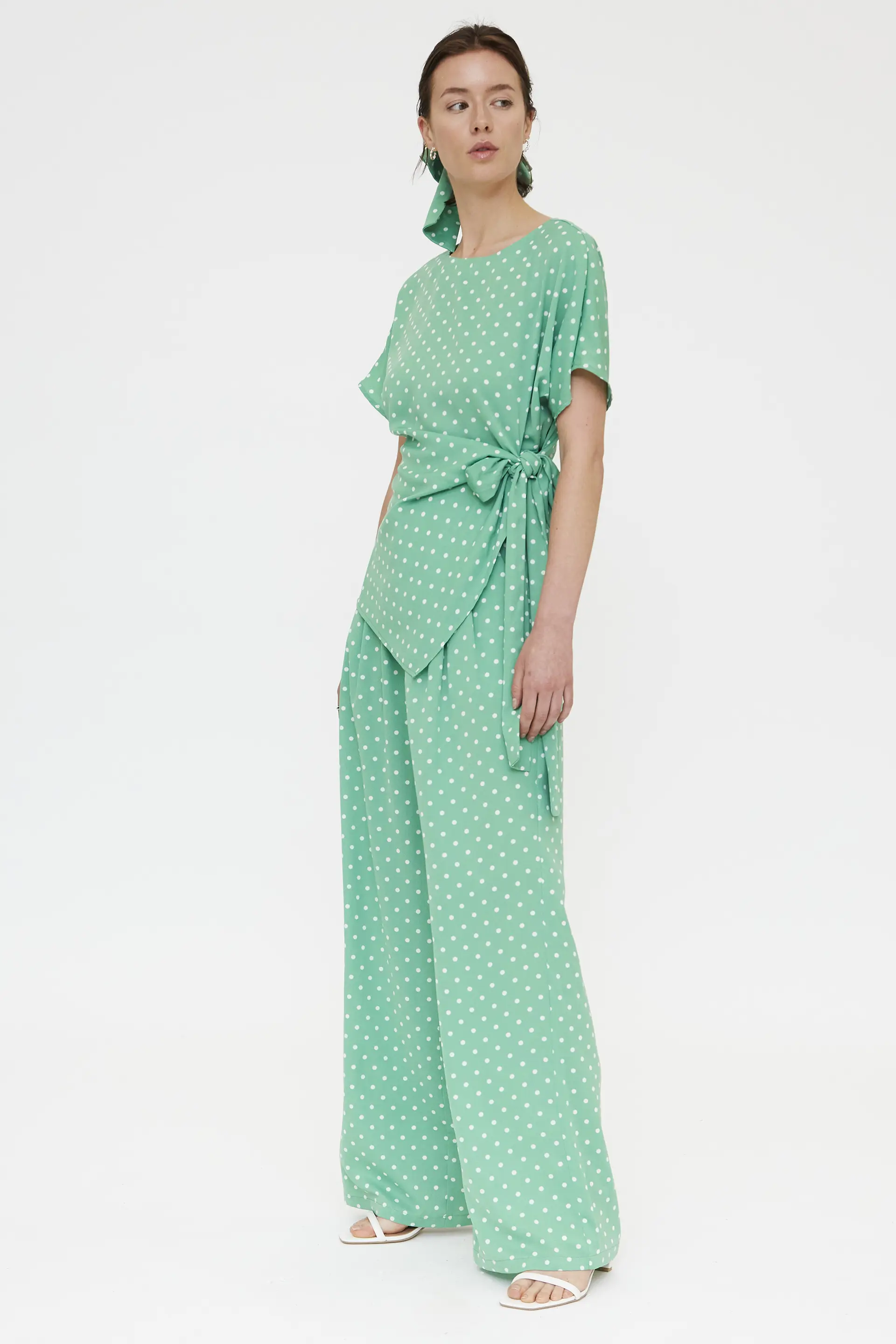 Pantalón con estampado mini dots verde - Image 4