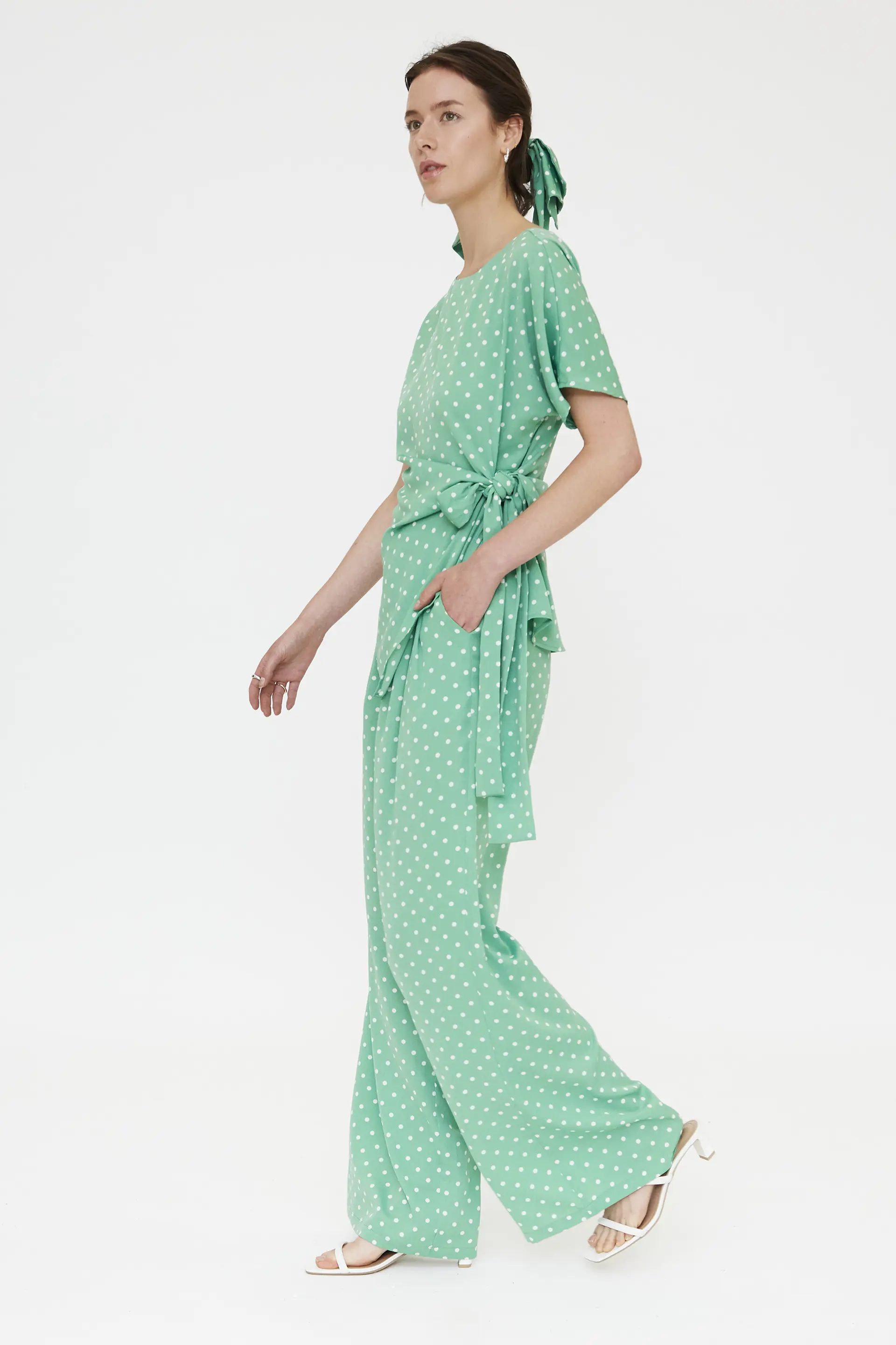 Pantalón con estampado mini dots verde - Image 5