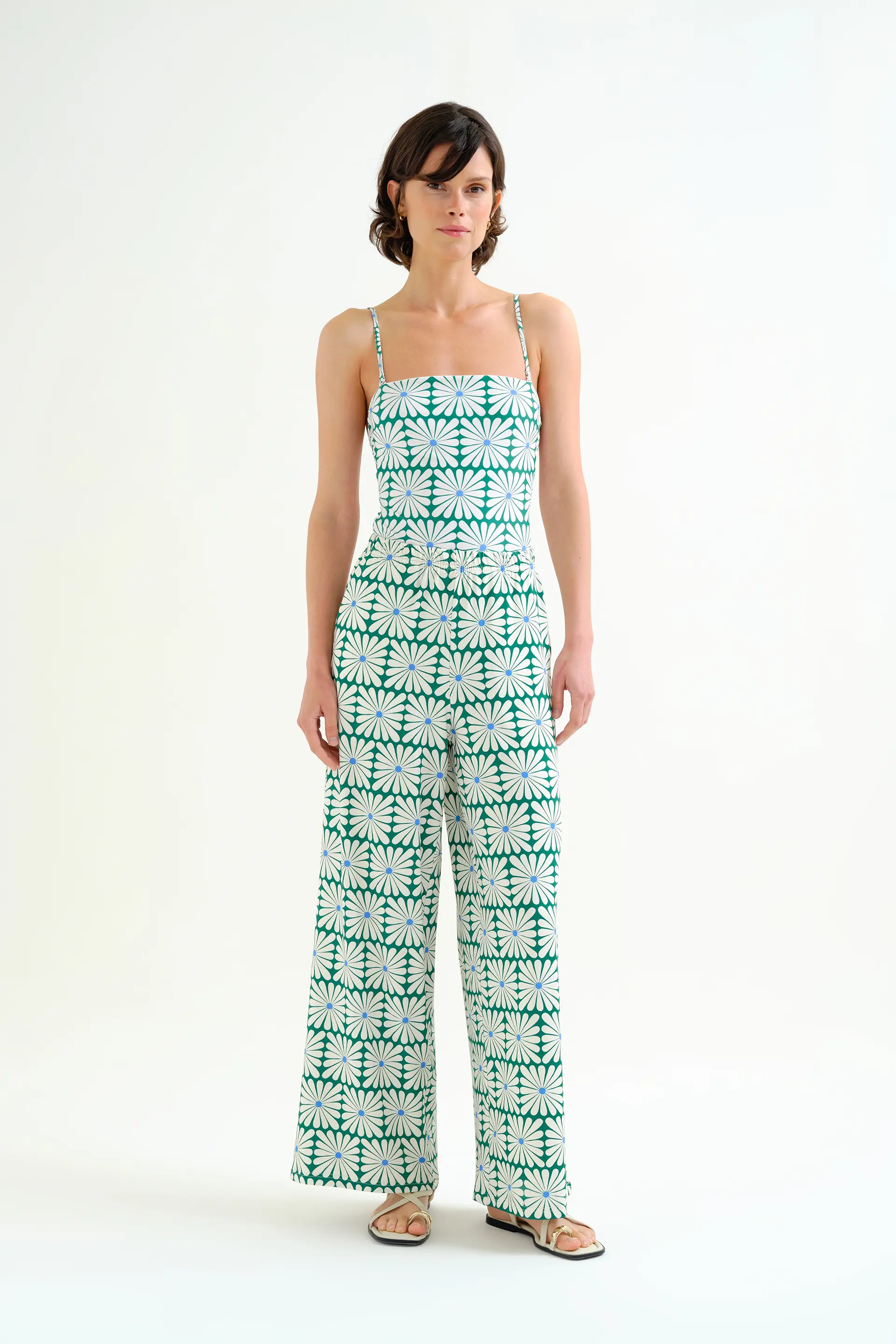 Pantalón con estampado Olive Flower Green - Image 5